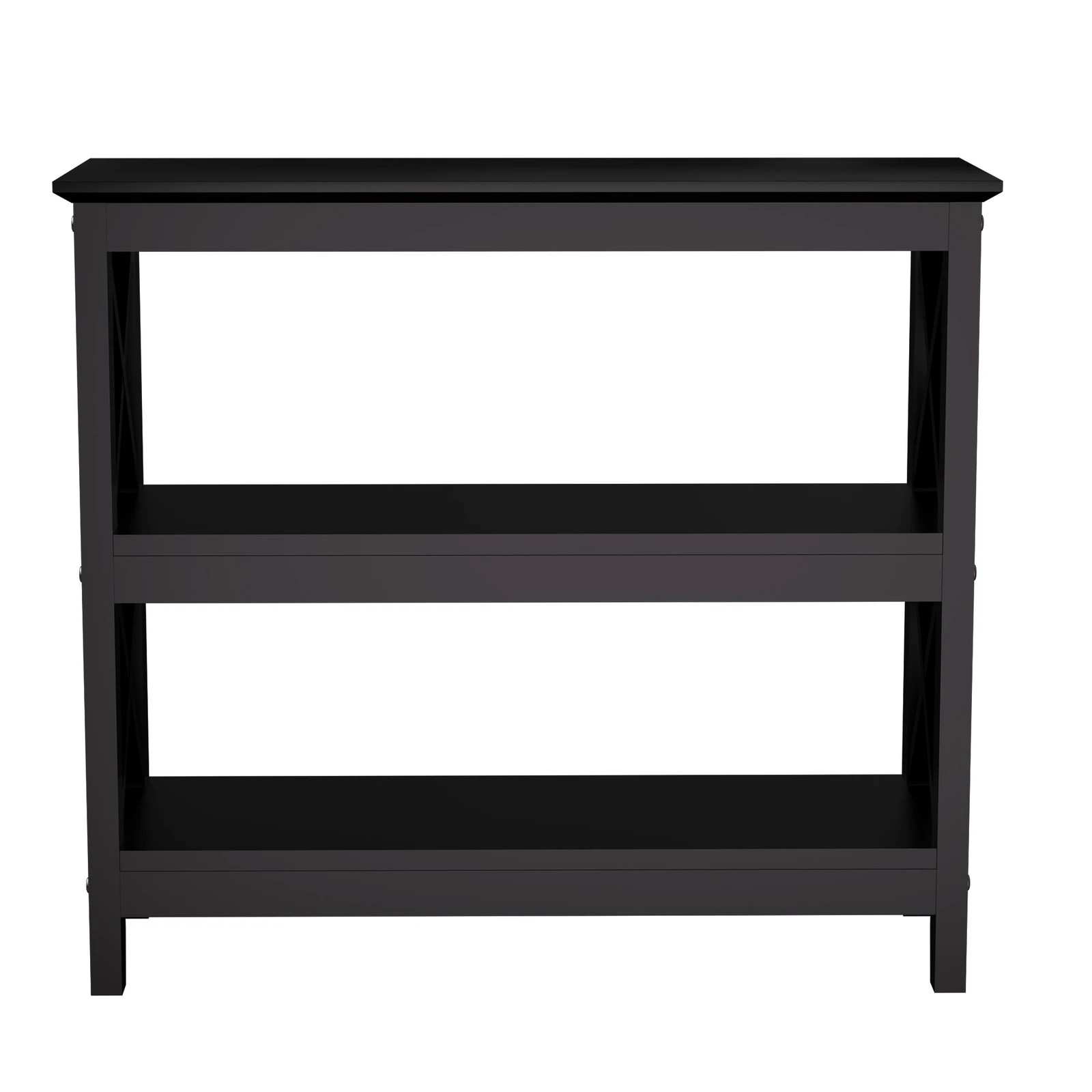 7 Oikiture 3-tier Console Table X-design Wood Sofa Table Hall Side Entry
 - Black, 7 of 10