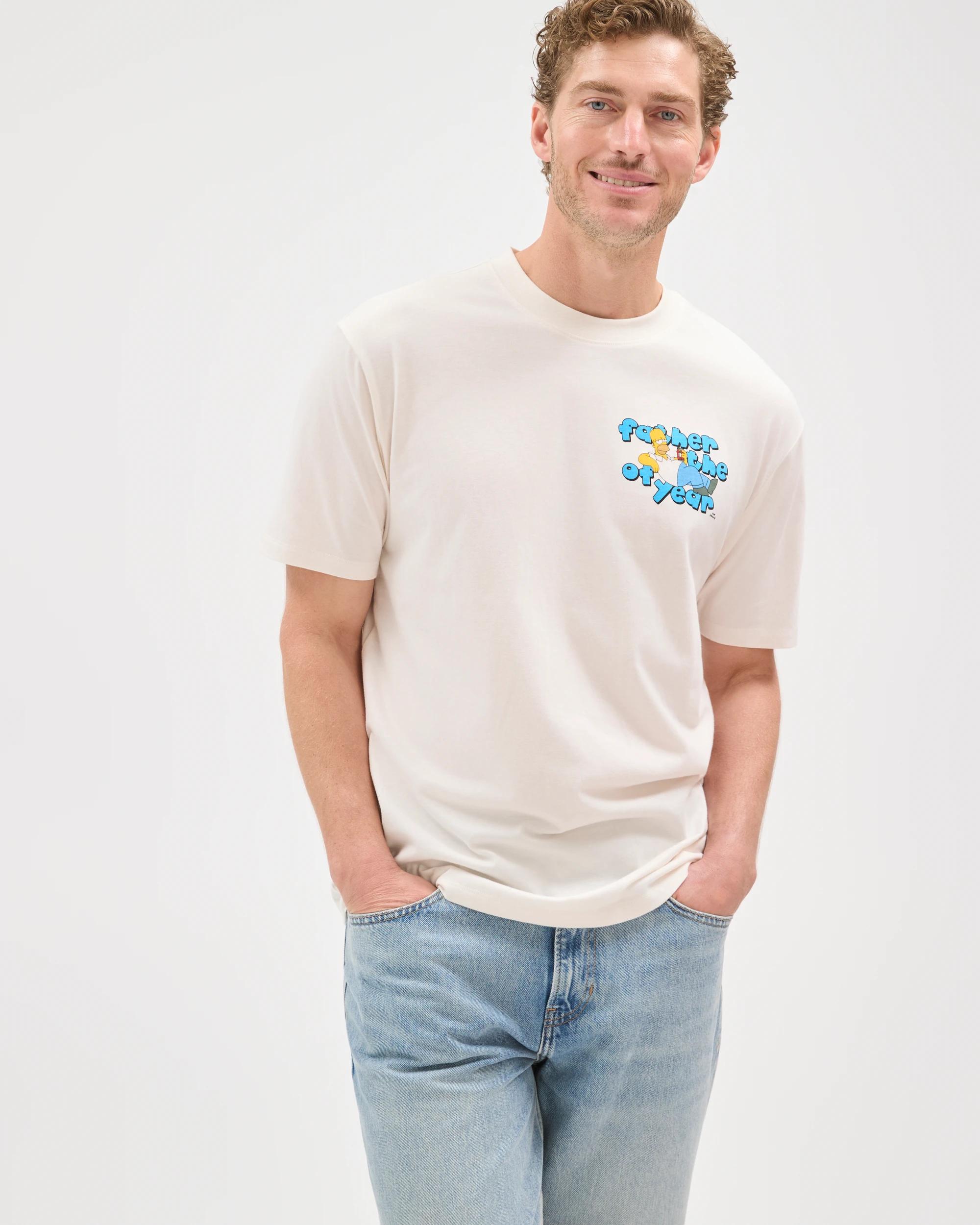2 The Simpsons Australian Cotton T-Shirt WHITE FATHER OF THE YEAR, 2 of 7