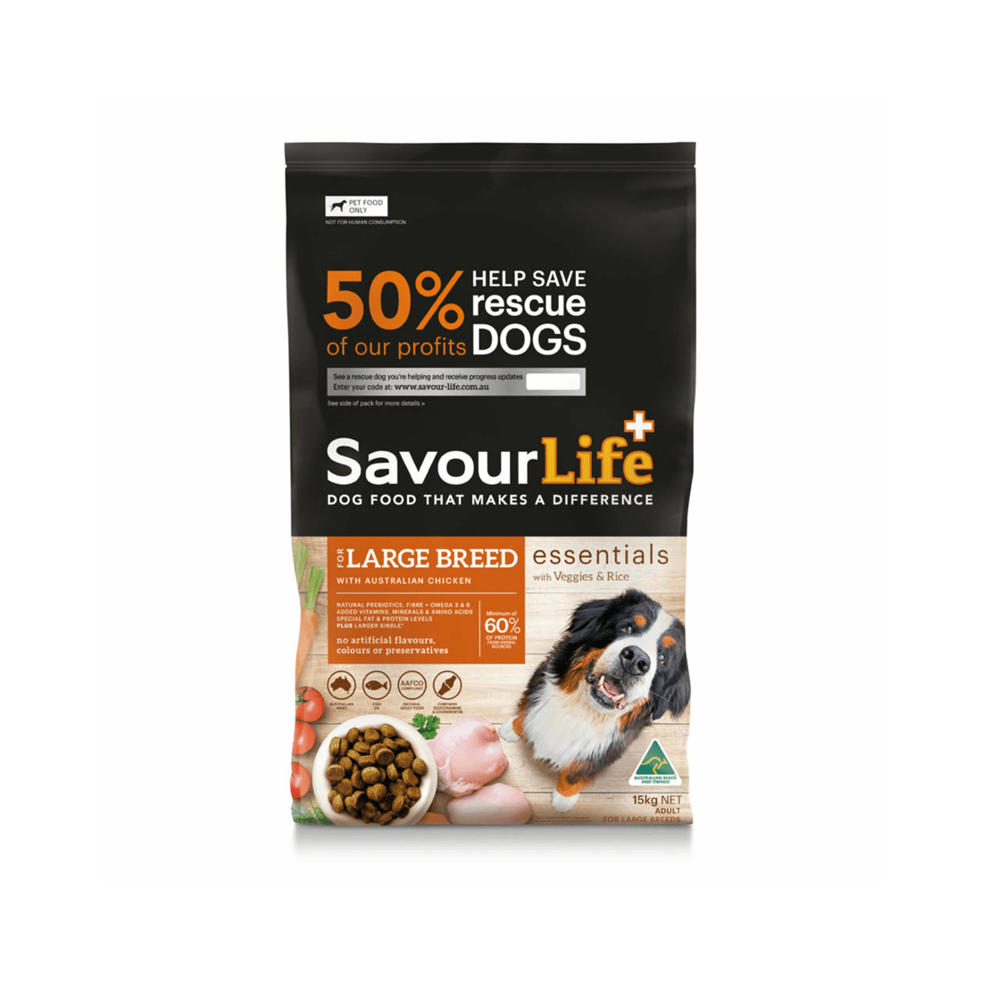 1 Savourlife Food Savourlife Essentials Adult Large Breed Chicken 15kg, 1 of 1