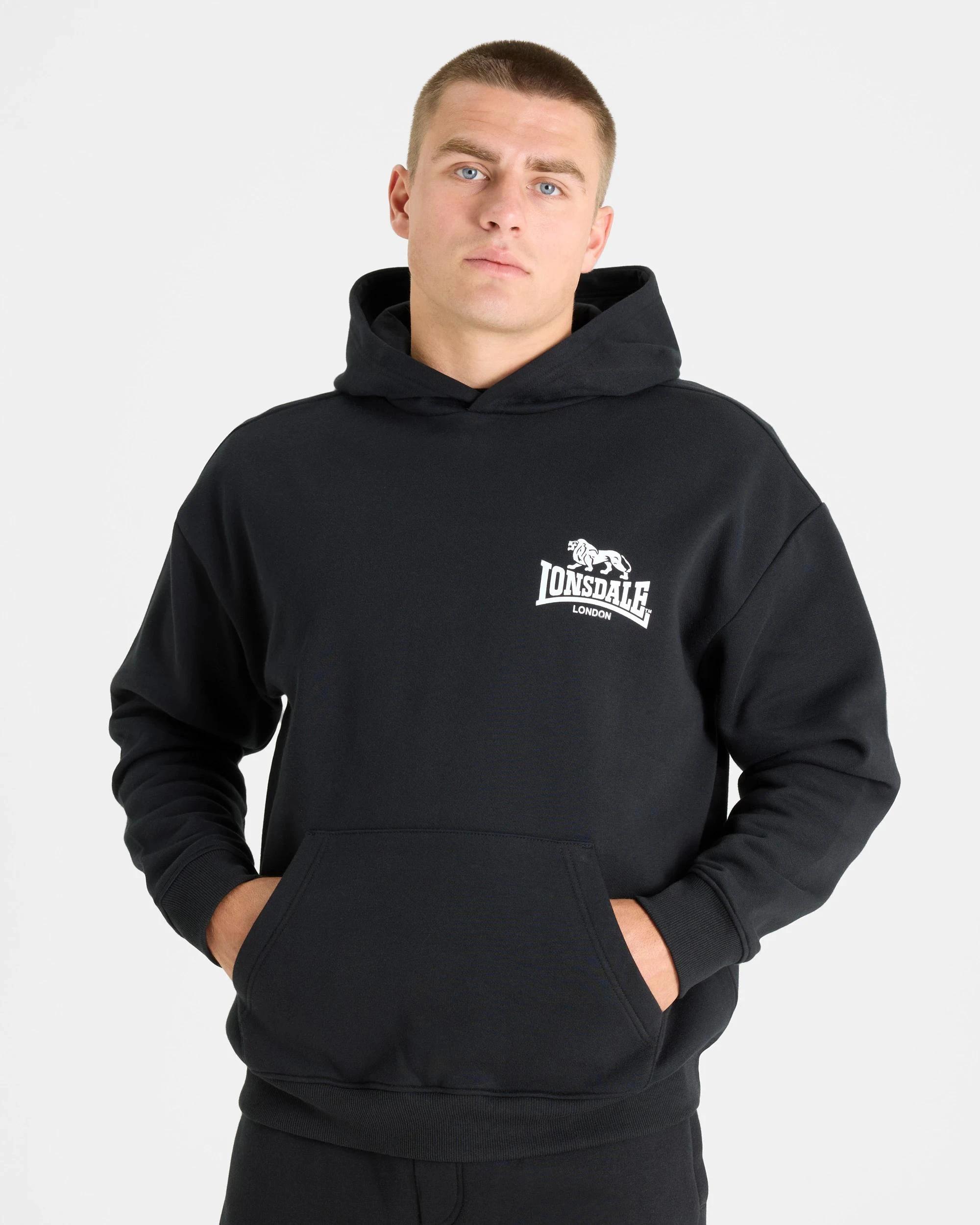 1 Lonsdale London Relaxed Sport Hoodie BLACK, 1 of 3