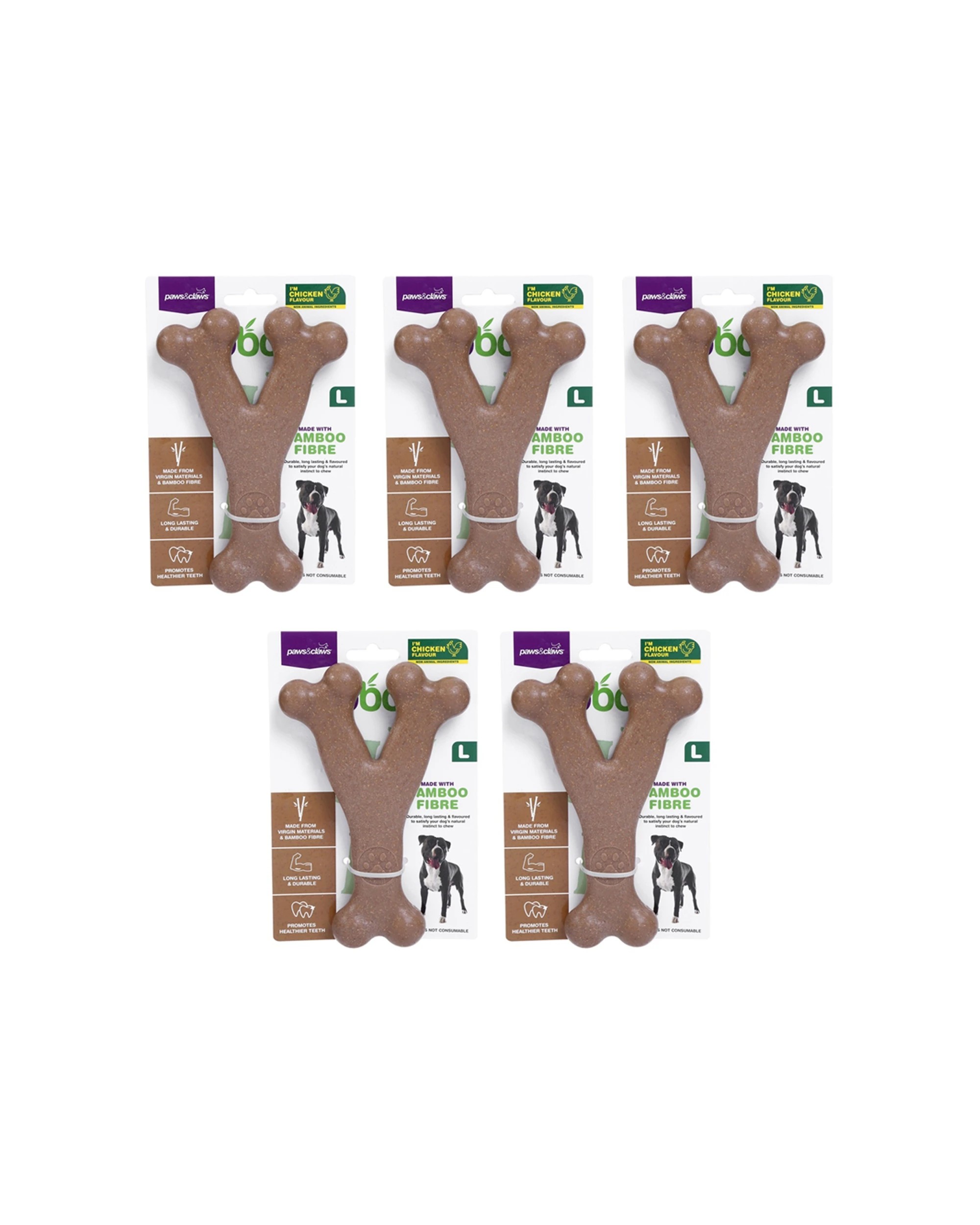 1 Paws And Claws BooBone Large Wishbone Dog Chew Toy 5 Pack Assorted Flavour - Assorted, 1 of 6