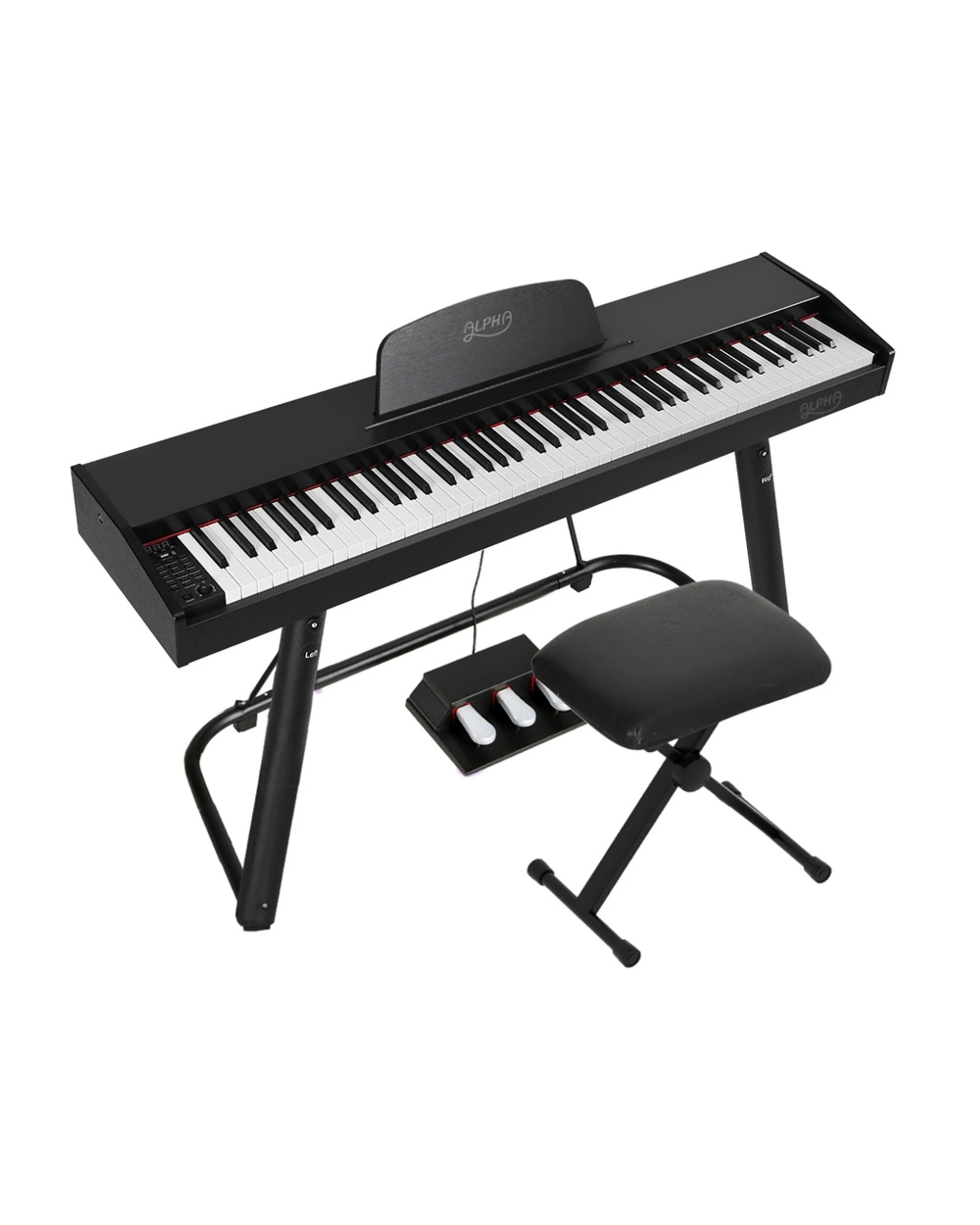 1 Alpha 88 Keys Electronic Piano Keyboard Digital Electric w/ Stand Stool Weighted - Black, 1 of 6