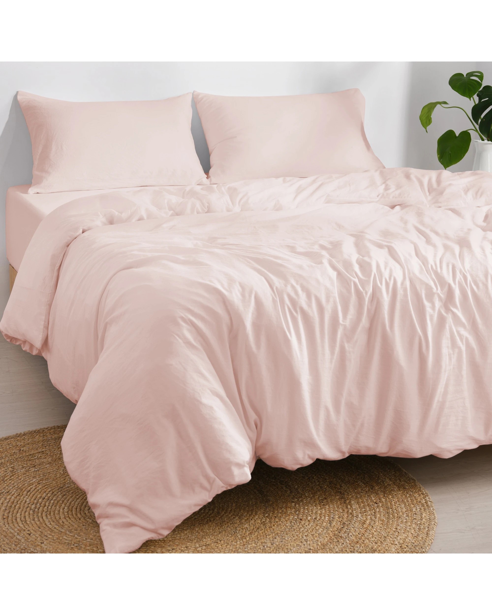 2 Dreamaker Superfine Washed Microfibre Quilt Cover Set - Double Bed - Blush Pink, 2 of 8