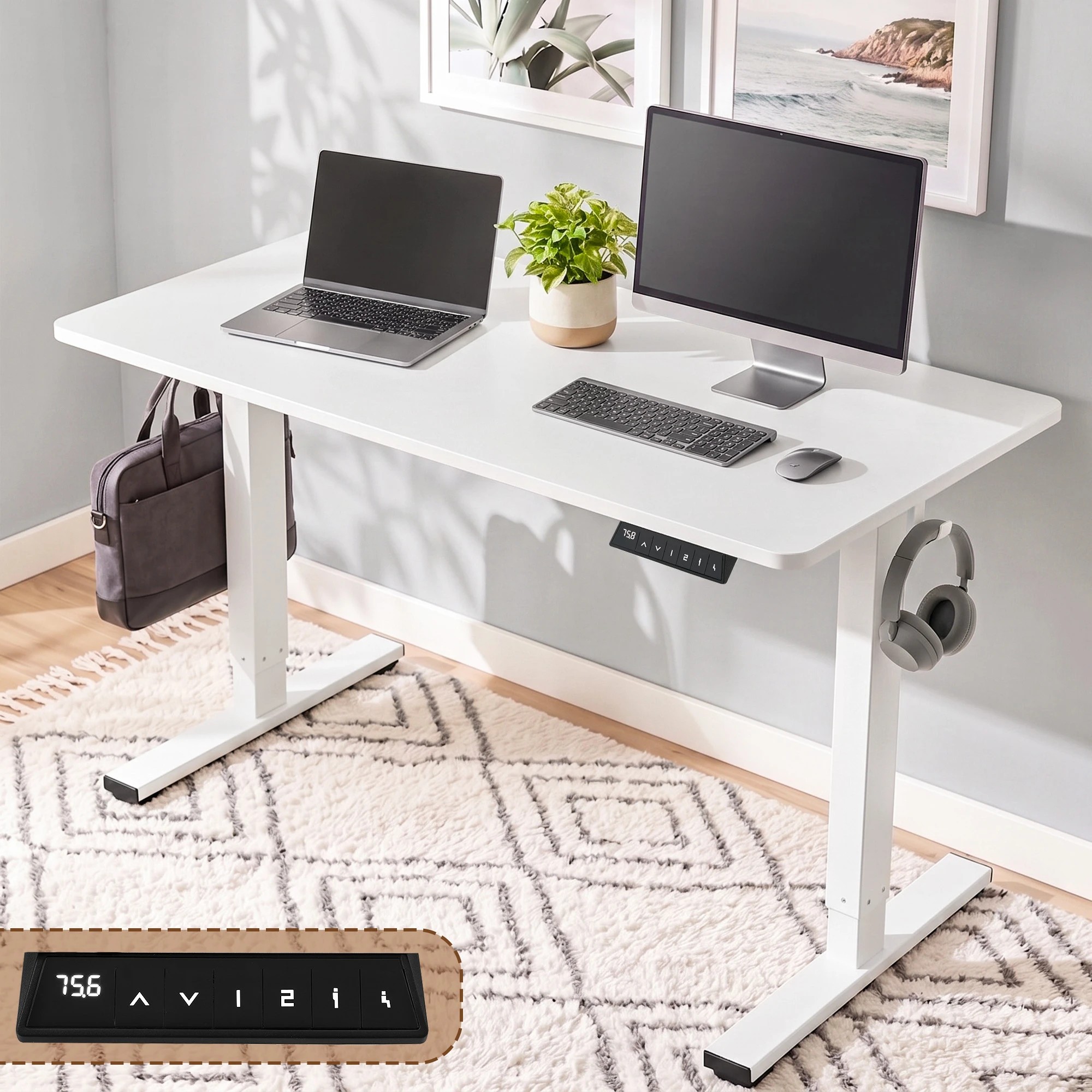 9 Artiss Standing Desk Electric Adjustable Ergonomic Office Table 100cm - White, 9 of 9