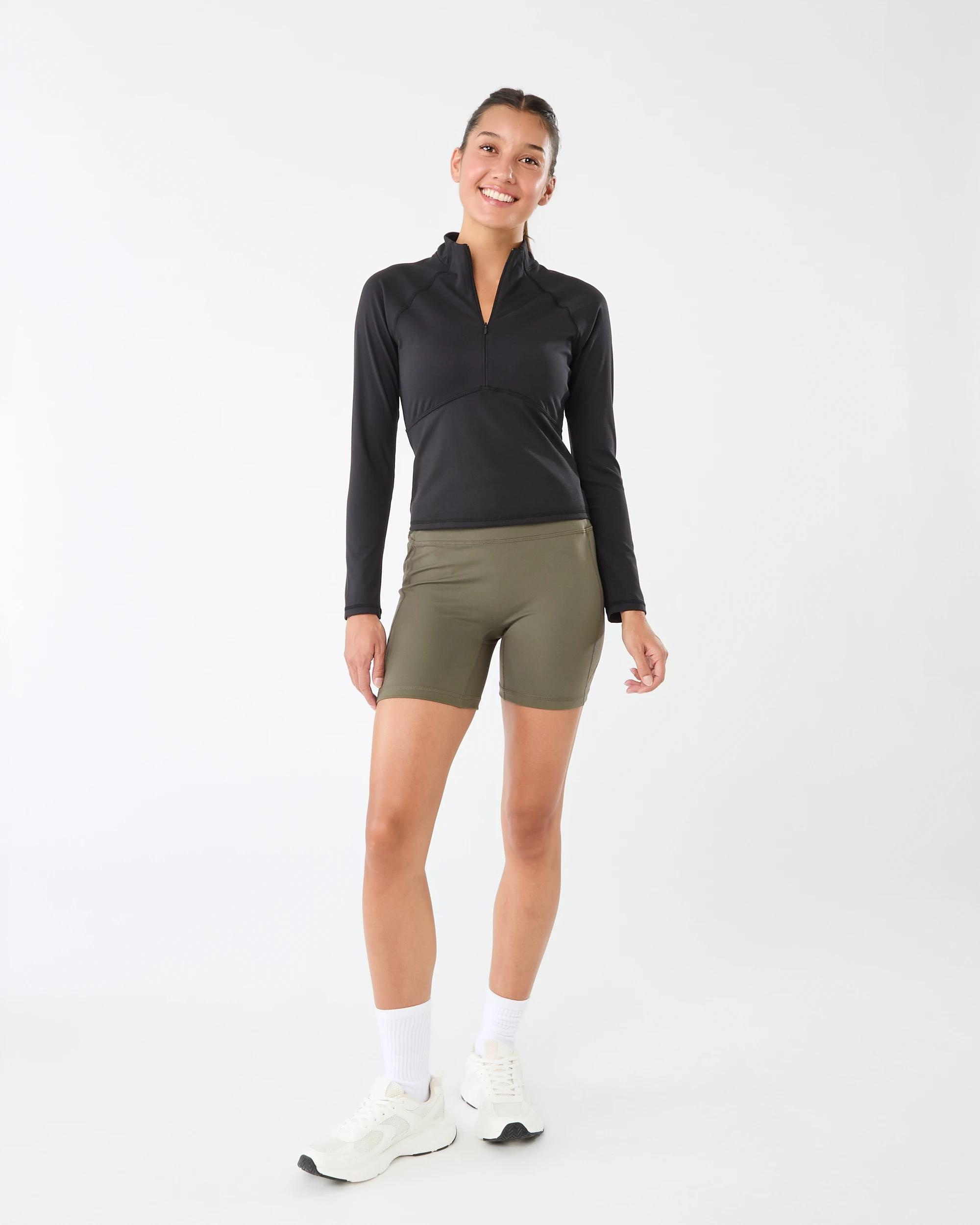 7 Active Womens Long Sleeve 1/4 Zip Ultrasoft Top BLACK, 7 of 10