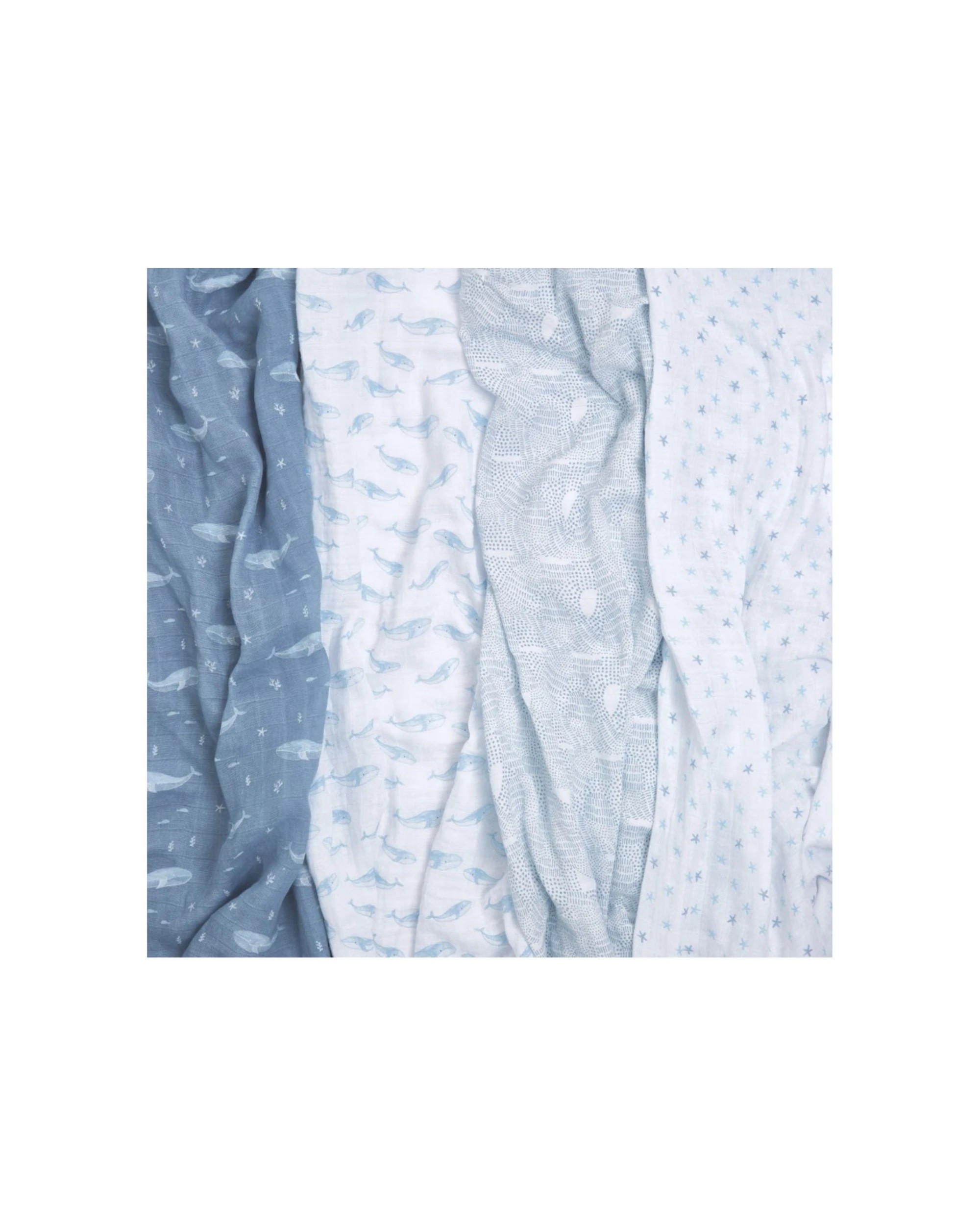 3 Aden and Anais 4pc Baby Swaddles Organic Cotton Muslin 120cm Set Oceanic - Blue, 3 of 4