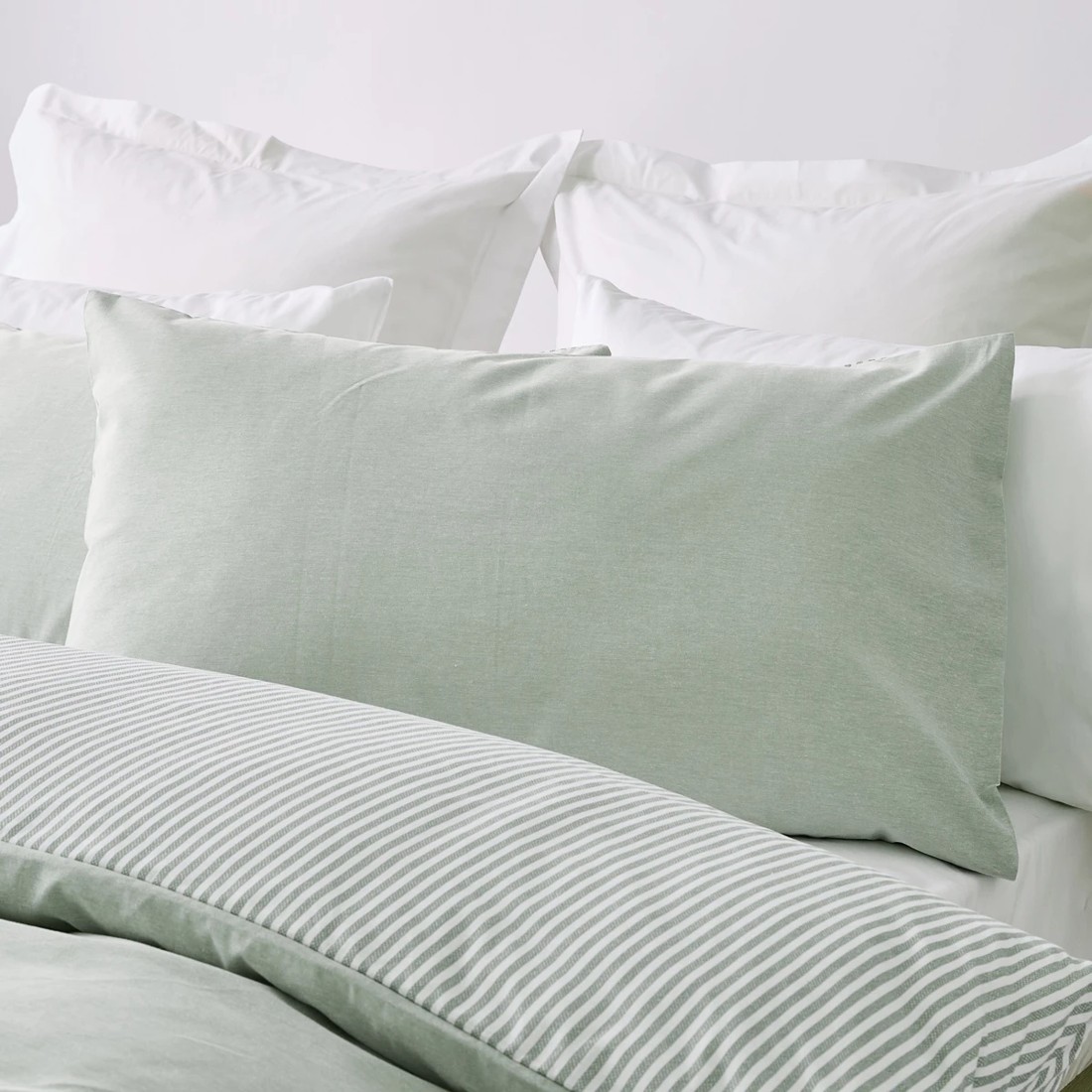 3 Chambray Cotton Rich Reversible Quilt Cover Set - King Bed, Seagrass, 3 of 7