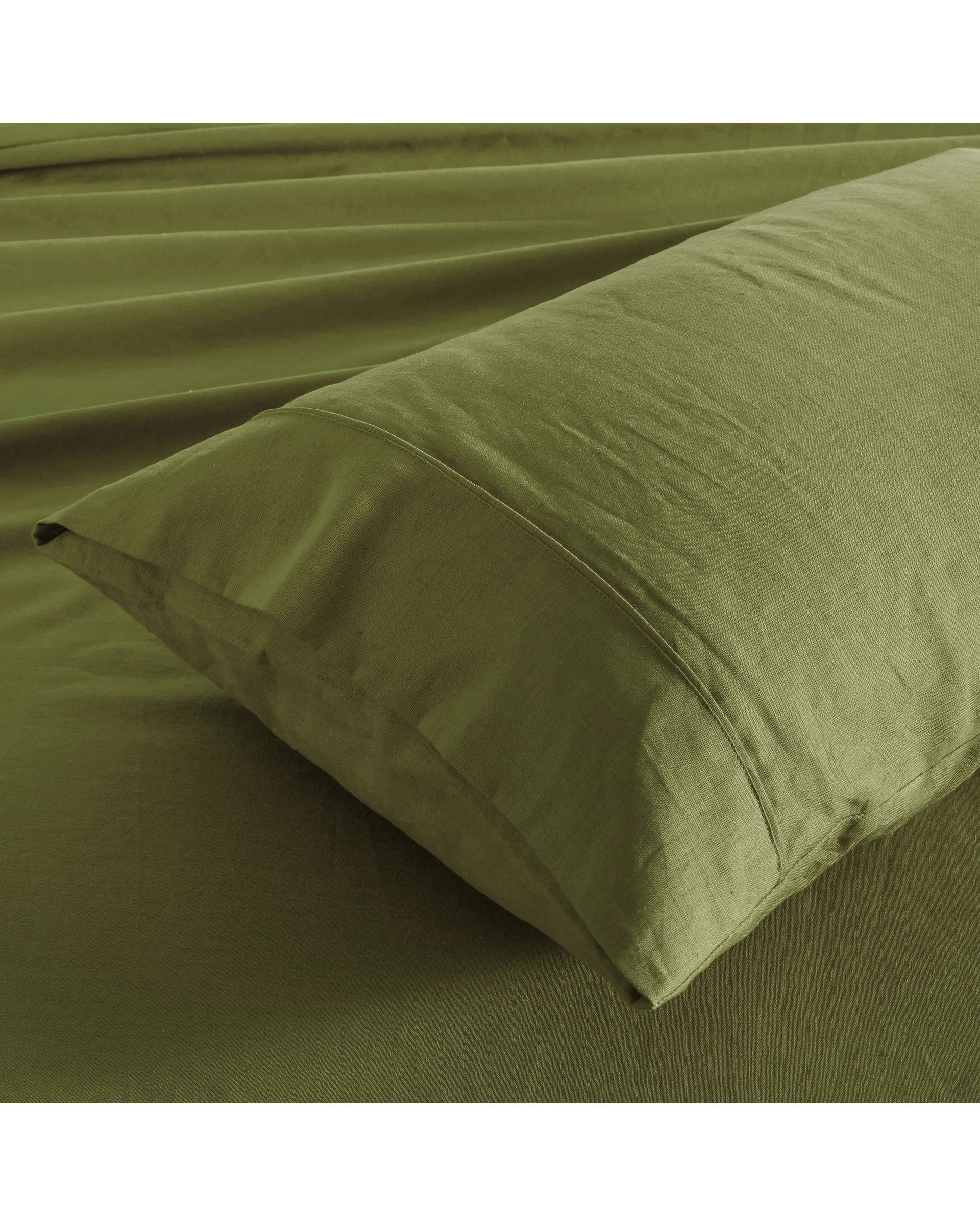 2 Dreamaker Linen Cotton King Pillowcase Twin Pack - Olive, 2 of 5