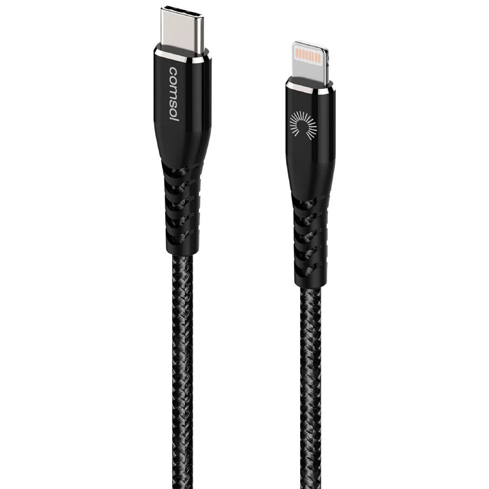 1 Comsol Kevlar USB-C to Lightning MFi Cable 1.2m Black, 1 of 3