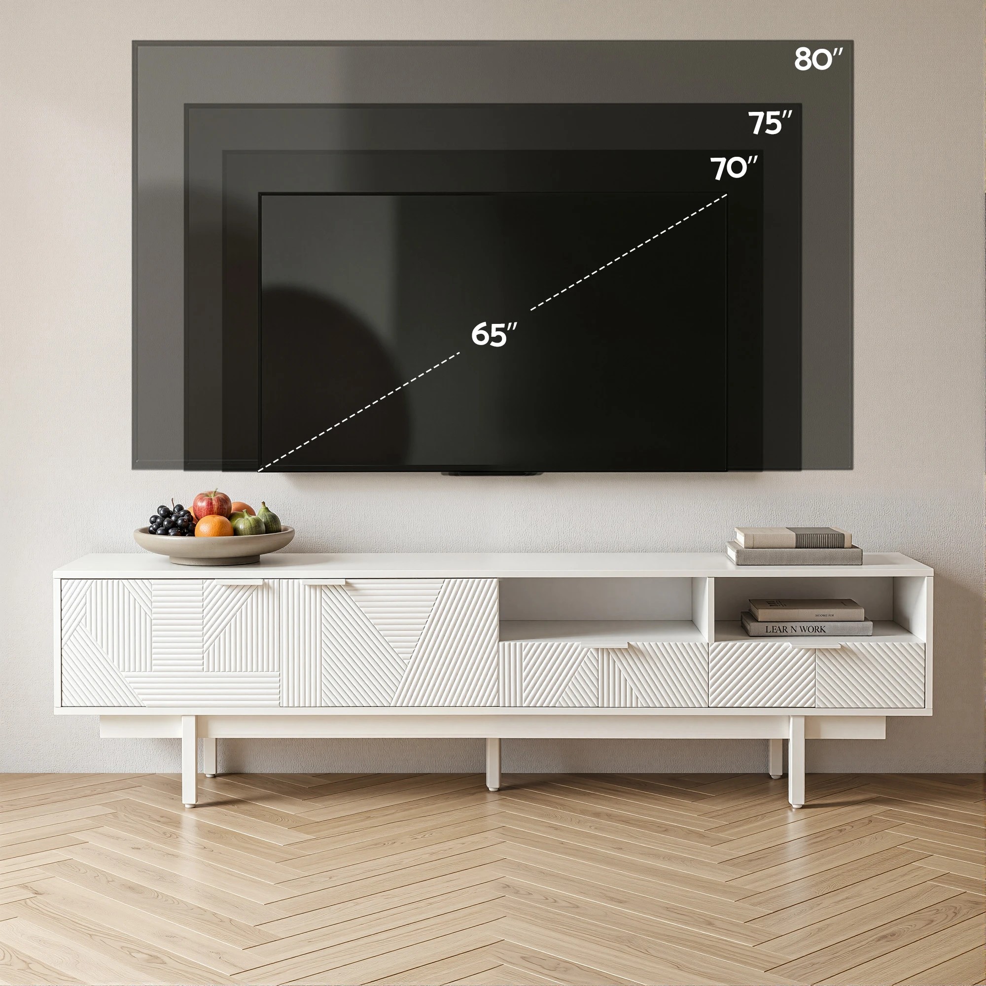 7 Artiss TV Unit Entertainment Unit Storage Cabinet Drawer 200cm - White, 7 of 10