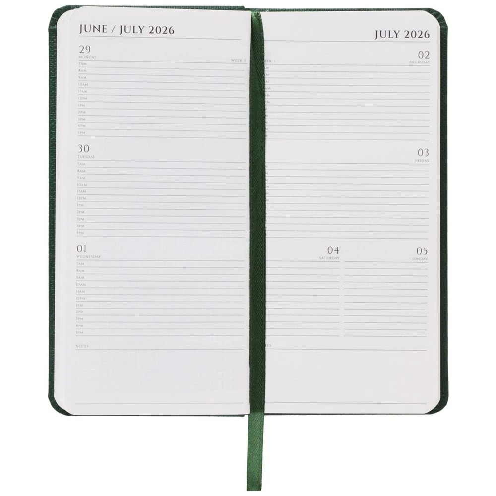 6 J.Burrows Slim Week to View Textured FY26/27 Diary Green, 6 of 6
