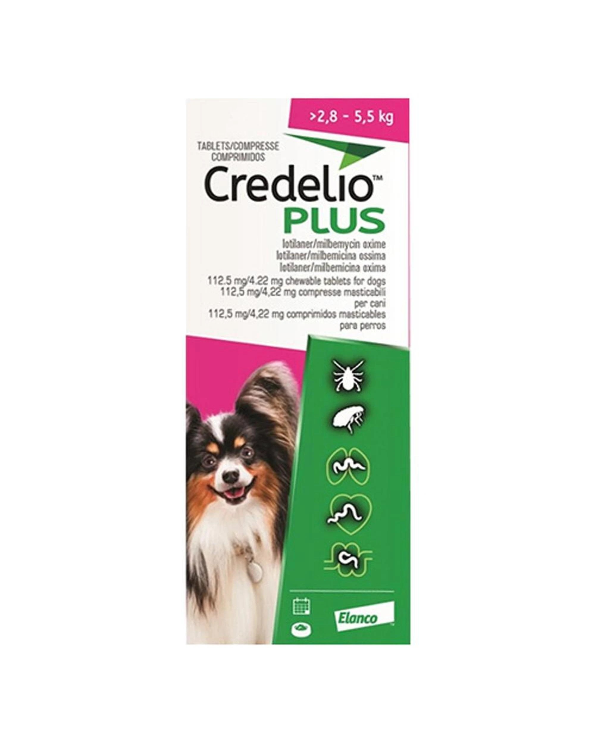 1 Credelio Ticks Fleas & Worms Treatment Chew Tabs for Dogs 2.8-5.5kg Pink 6 Pack, 1 of 1