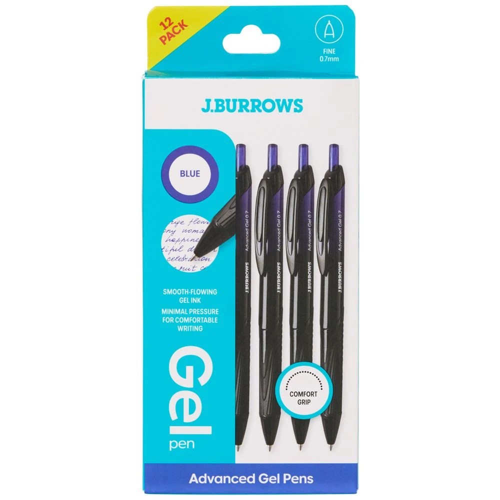1 J.Burrows Retractable Advanced Gel Pen Blue 12 Pack, 1 of 4