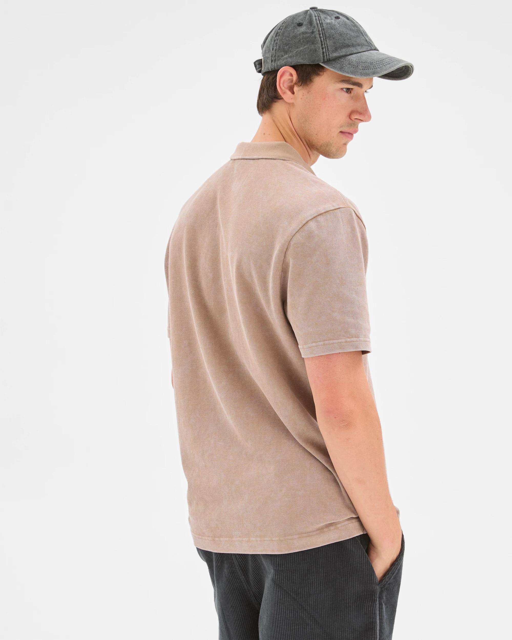 6 Commons Australian Cotton Overdyed Pique Polo Top TIMBER, 6 of 6