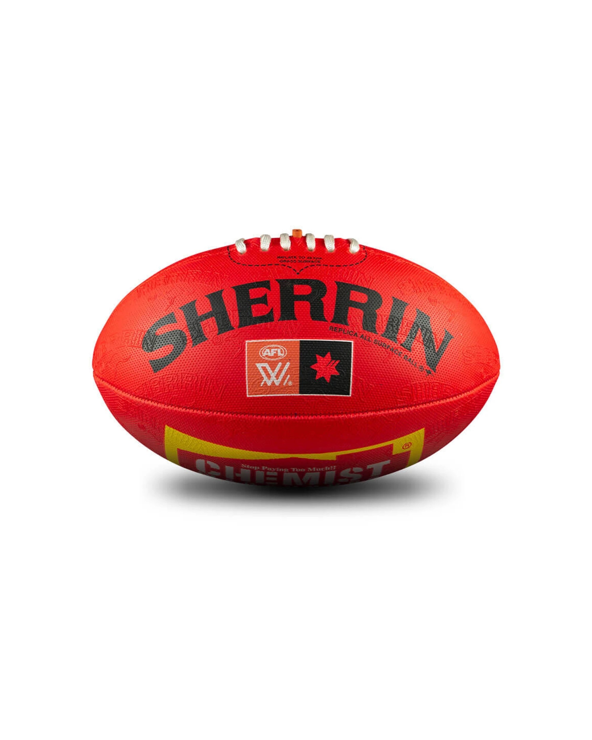 4 Sherrin AFLW Replica All Surface Synthetic Rubber Football Size 4 Enhanced Grip - Red, 4 of 4