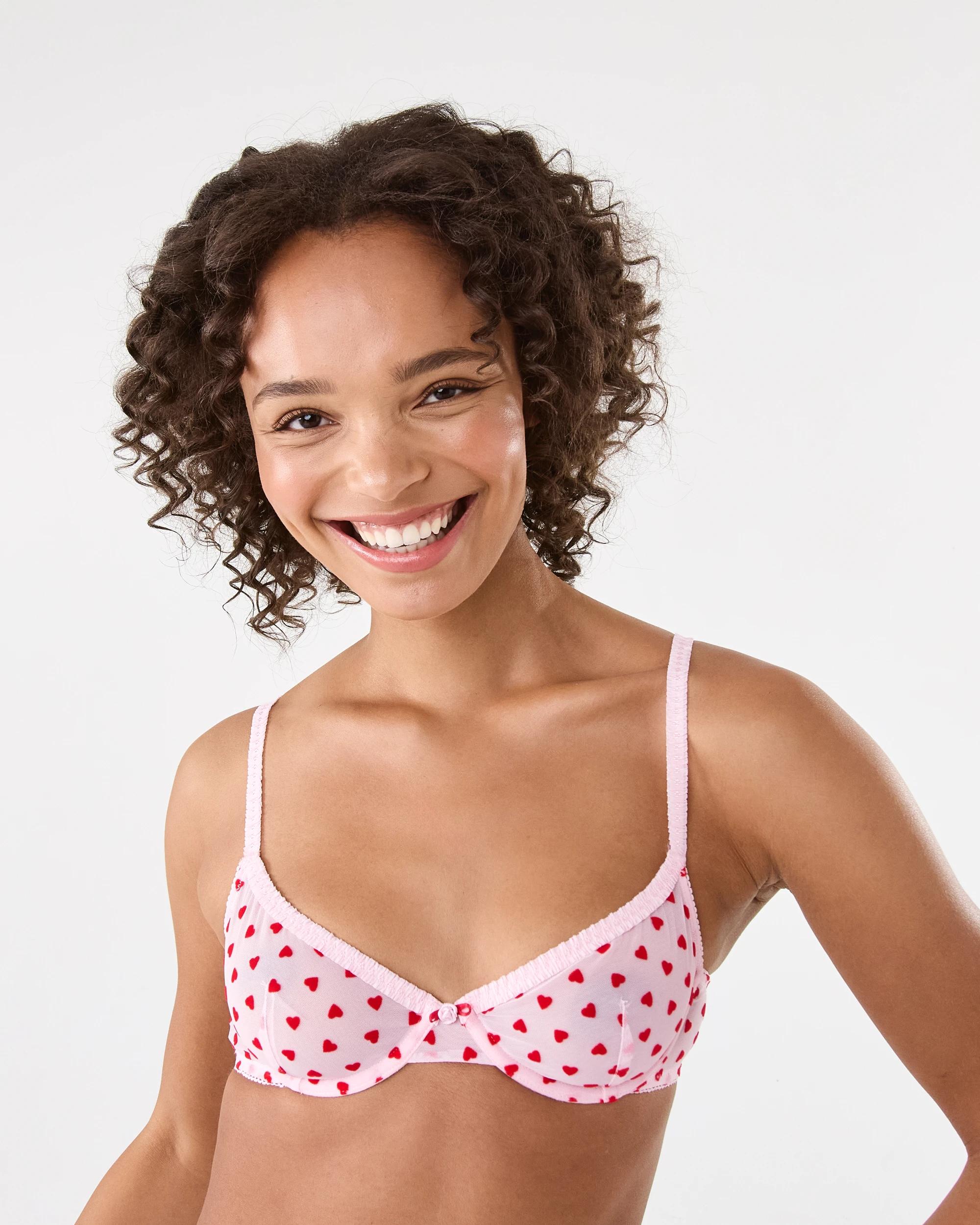 1 Co-ordinated Mesh Soft Cup Bra Hearts, 1 of 8