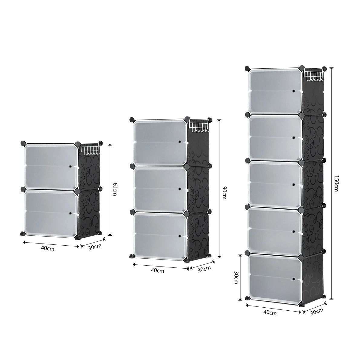 3 Ausway 20 Pairs Stackable Shoe Storage Box Organiser Cube DIY Shoe Cabinet Rack Shelf 10 Tier Black, 3 of 7