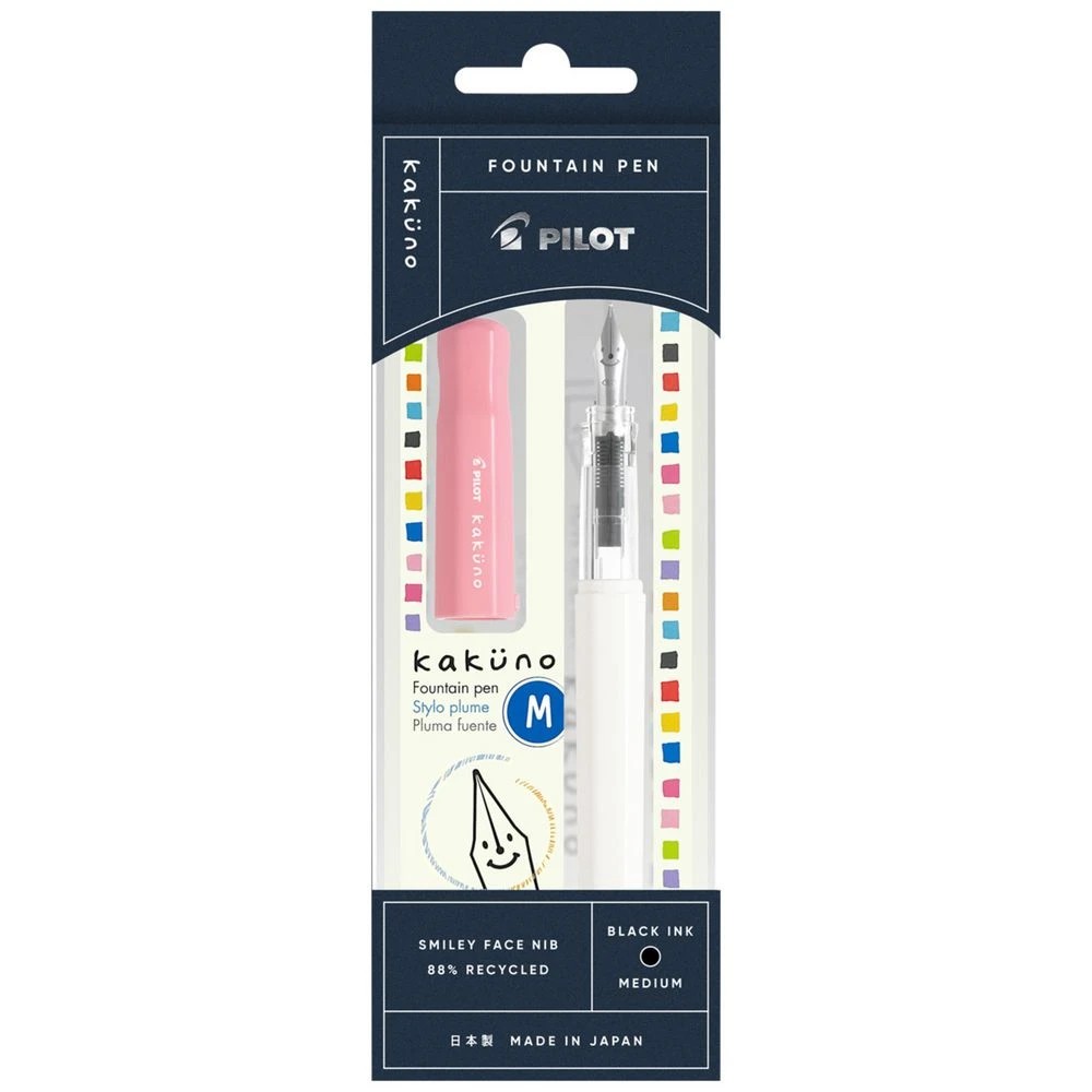 1 PILOT Kakuno BegreeN Fountain Pen Soft Pink White Barrel, 1 of 5