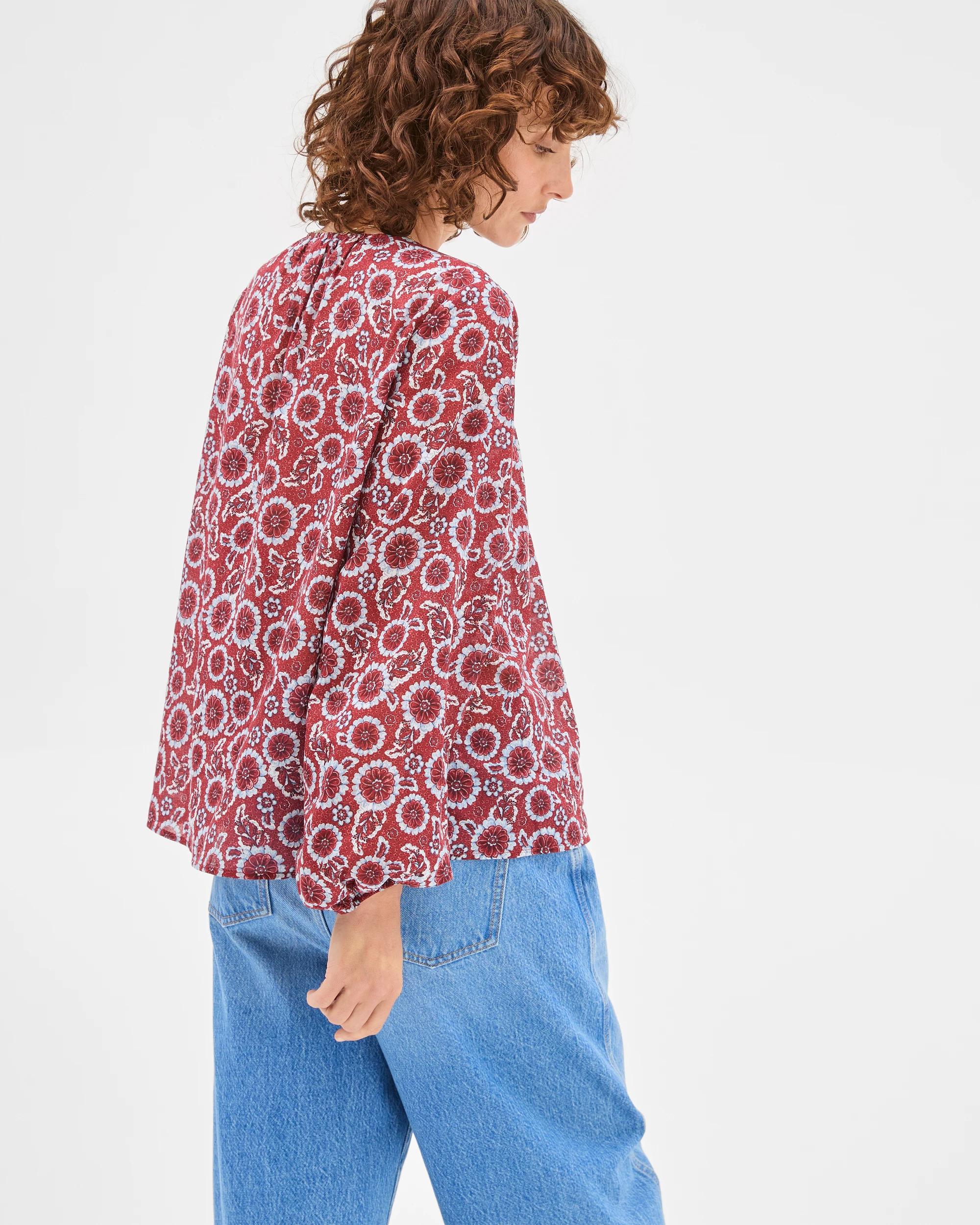 7 Target Woman Australian Cotton Long Sleeve Print Gather Detail Blouse FLORAL, 7 of 7