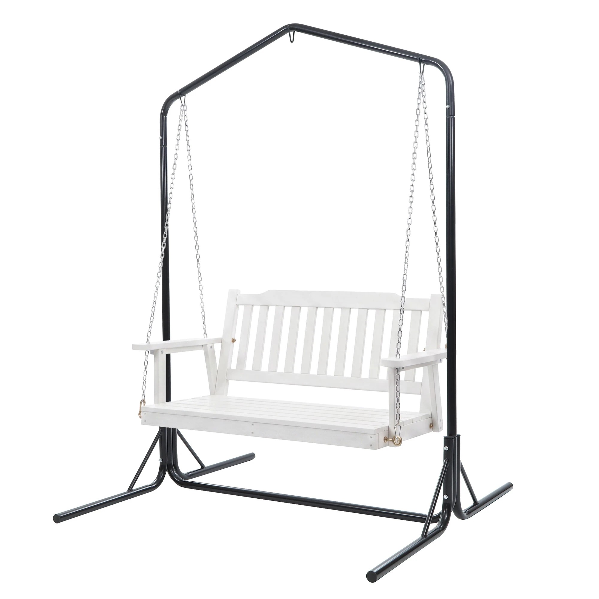 1 Gardeon Wooden 2-Seater Outdoor Swing Chair with Stand & Hanging Chair - Multi, 1 of 7
