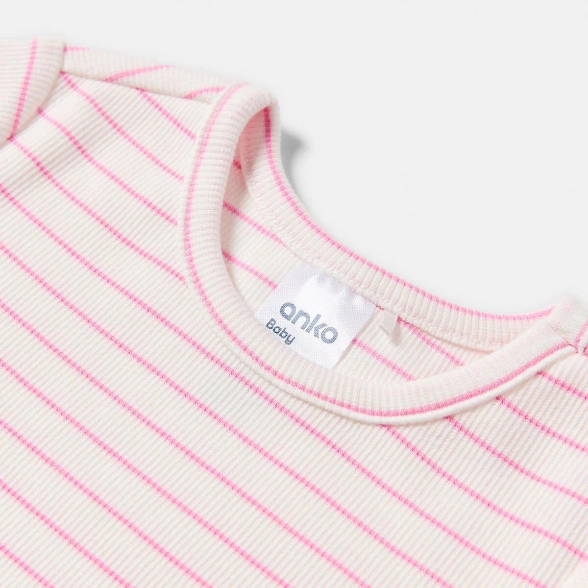 8 3 Pack Short Sleeve Ribbed T-shirt PINK DAISIES, 8 of 8