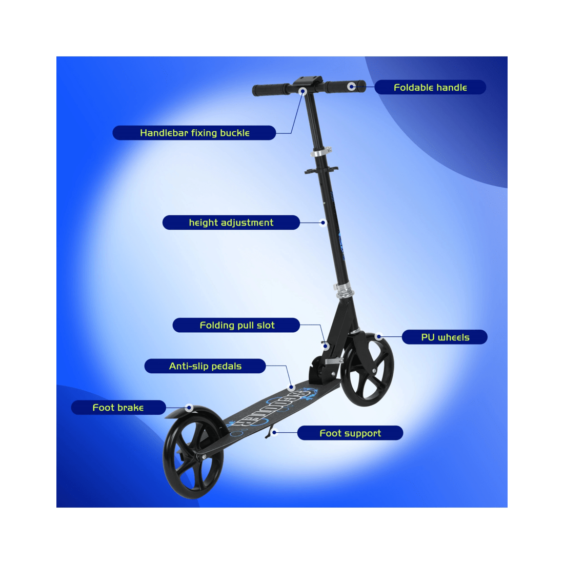 10 Advwin Folding Kids Kick Scooter w/ Big Wheel & Adjustable Height Blue, 10 of 10