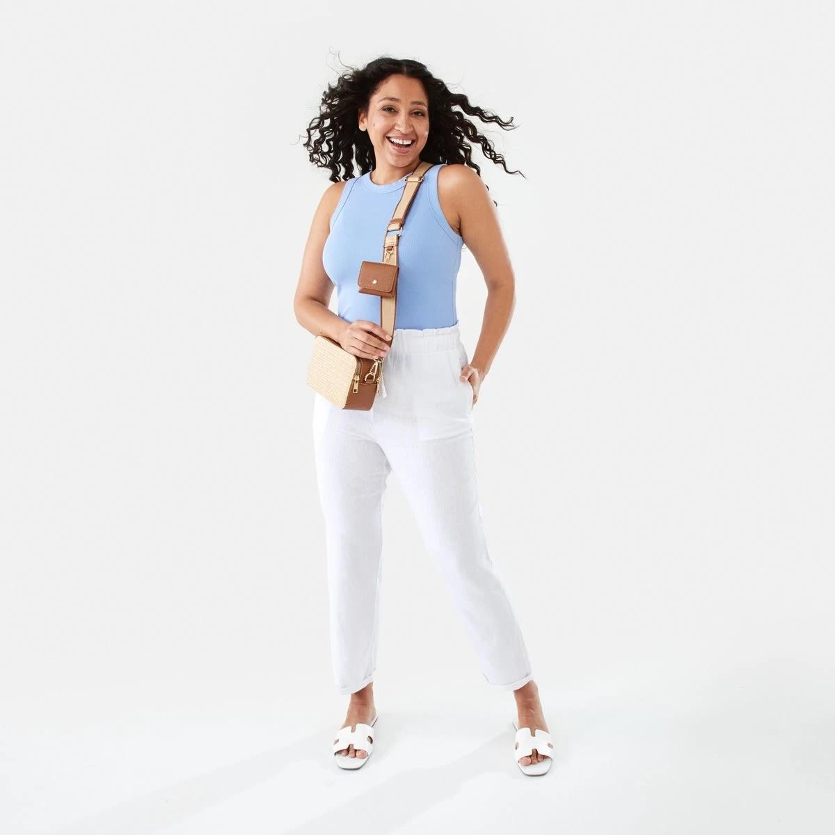 9 Drawstring Linen Blend Pants White, 9 of 9