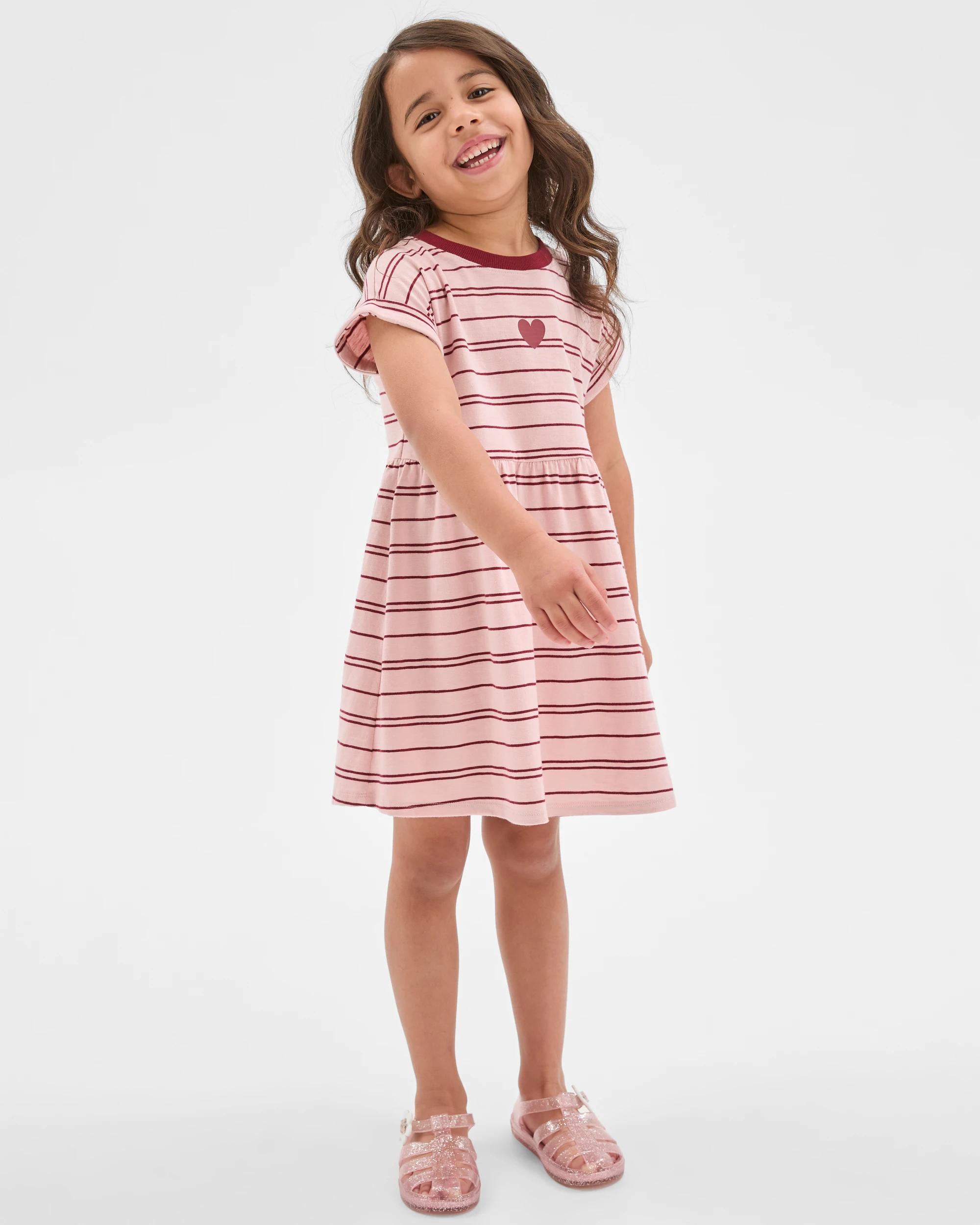 1 Target Kids Australian Cotton Knit Dress RED/WHITE STRIPE AOP, 1 of 6