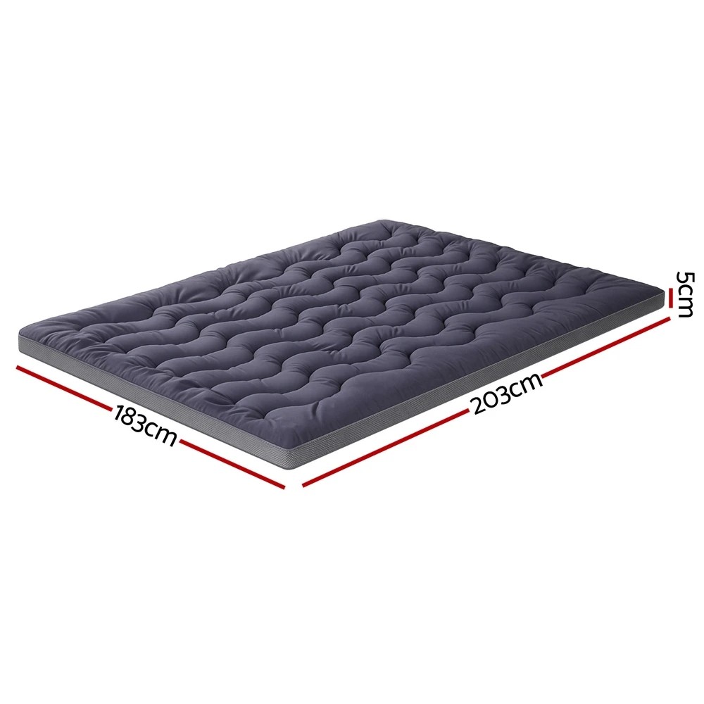 2 Giselle 5cm Mattress Topper Pillowtop toppers Bamboo Charcoal King - Charcoal, 2 of 7