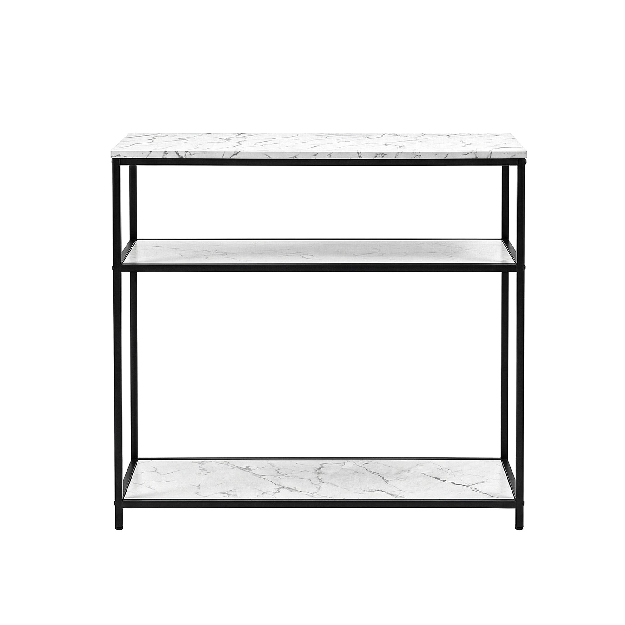 4 Artiss Console Table Marble Effect 3-Tier Sofa Entryway Side Table 90CM - Gold, 4 of 10