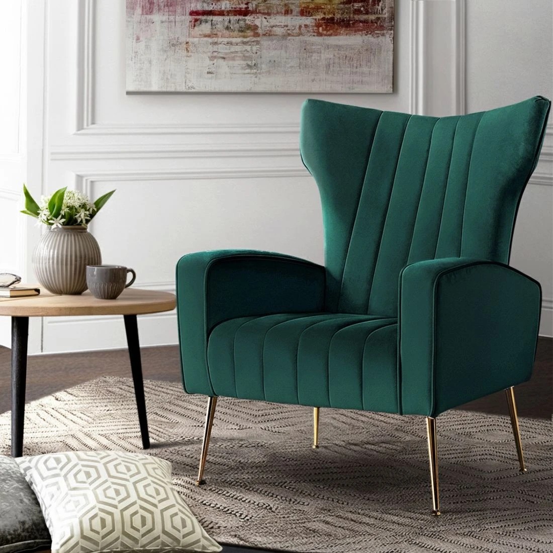 7 Artiss Armchair Green Velvet Kate - Green, 7 of 7
