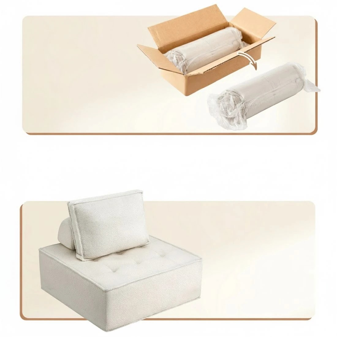 6 Artiss 2 Floor Sofa Lounge Chair with Pillow - White, 6 of 8
