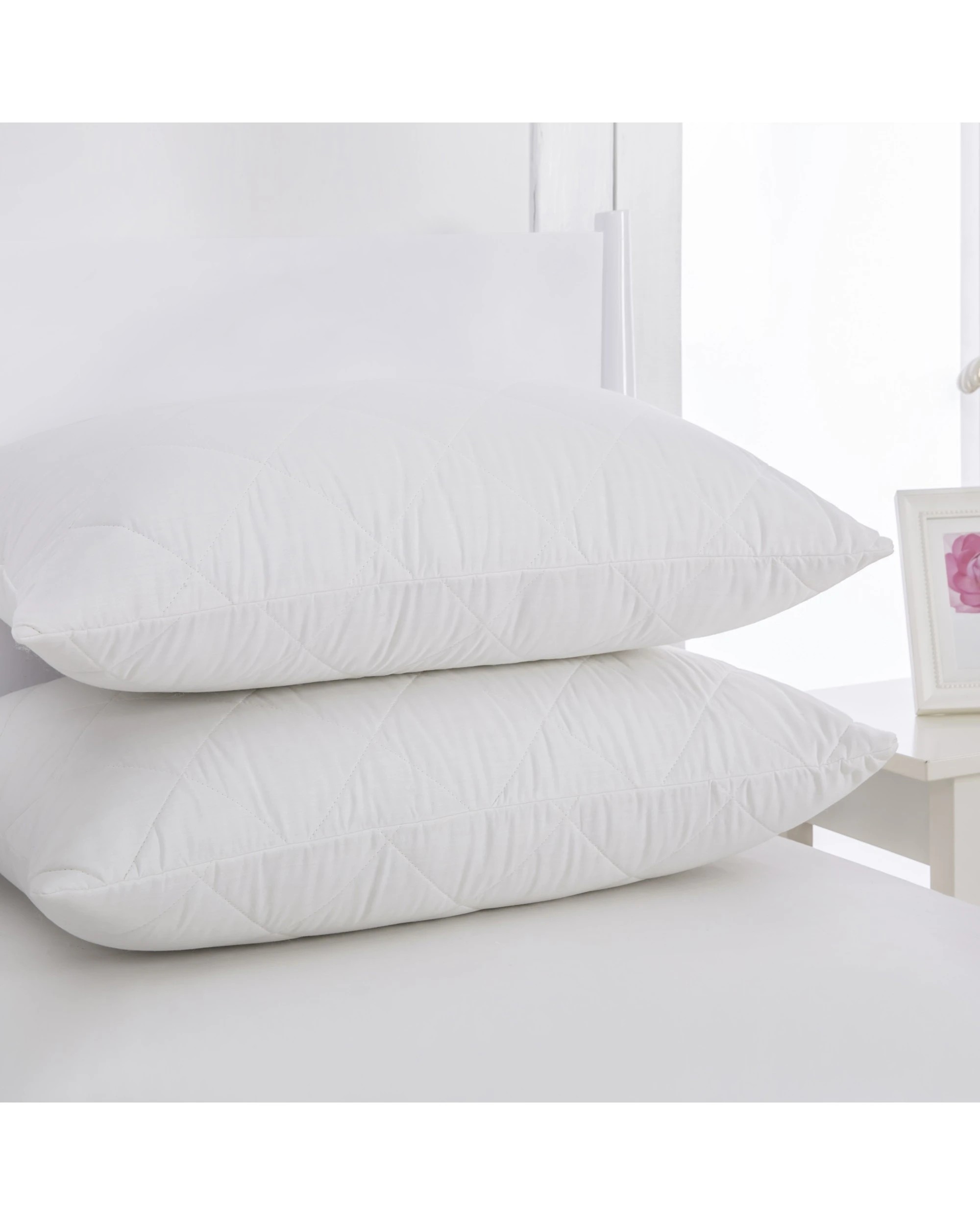 1 Dreamaker Natural Wool Quilted Pillow Protector Standard Size - White, 1 of 3
