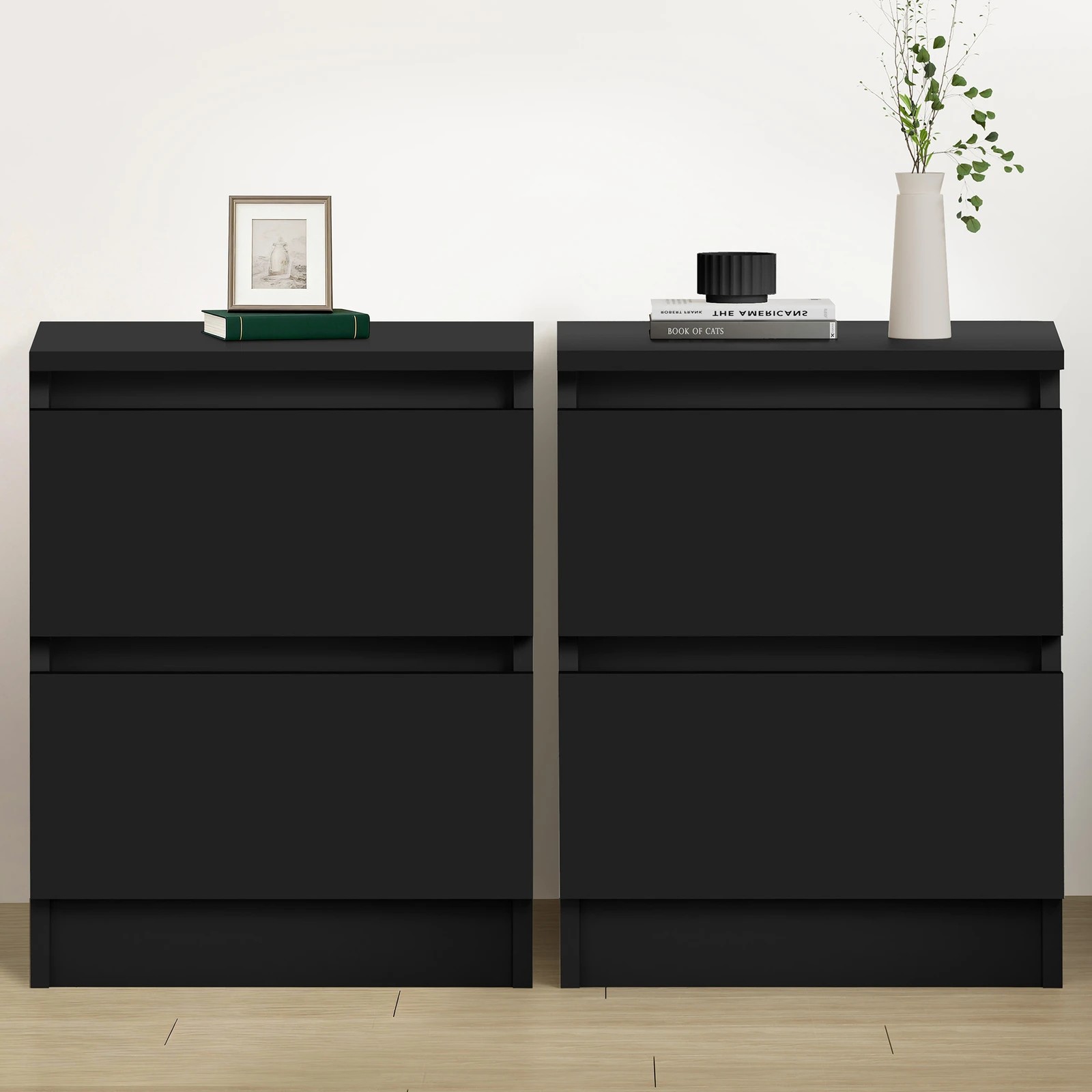 10 Alfordson 2x Bedside Table Nightstand Storage Cabinet Side End Table - Black, 10 of 10