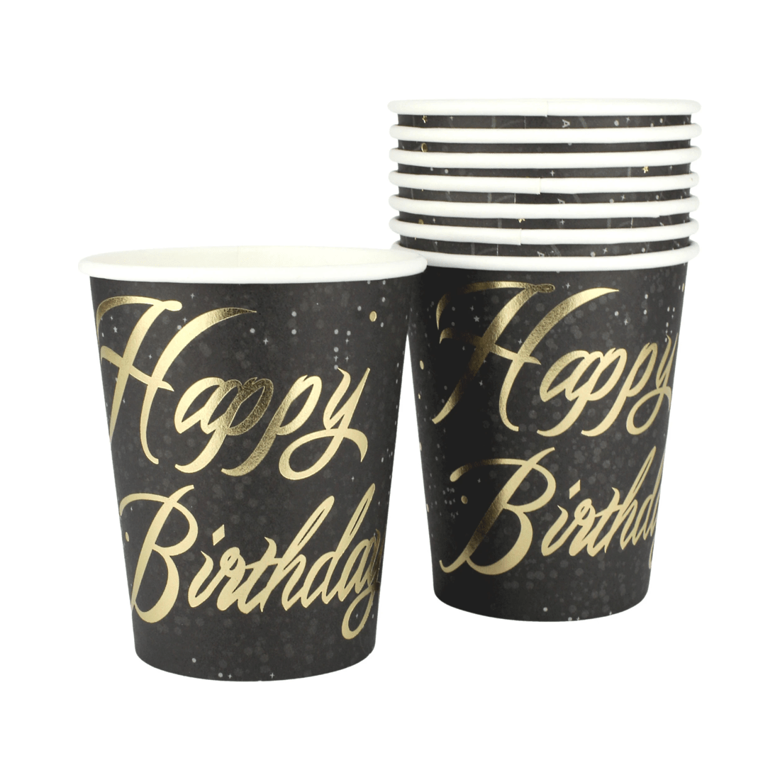 1 Unique Glitz Gold Happy Birthday Paper Cups Pack of 8, 1 of 1