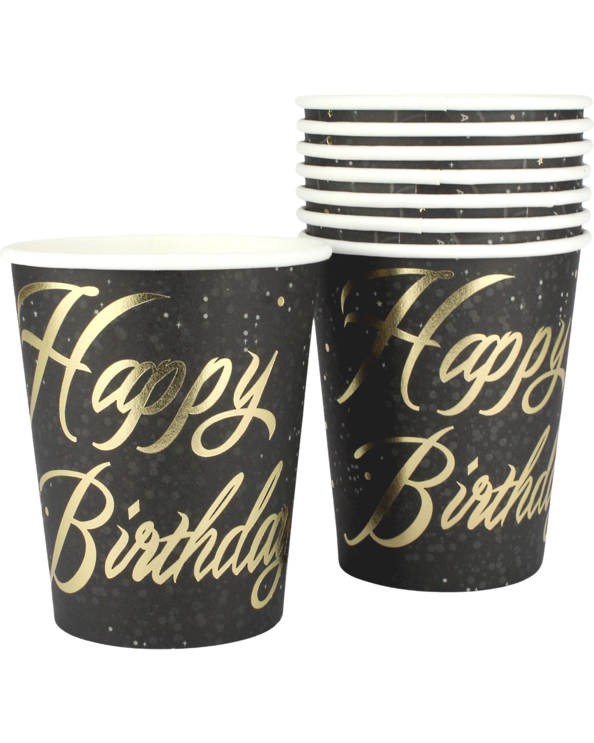 1 Glitz Gold Happy Birthday Paper Cups (Pack of 8), 1 of 1