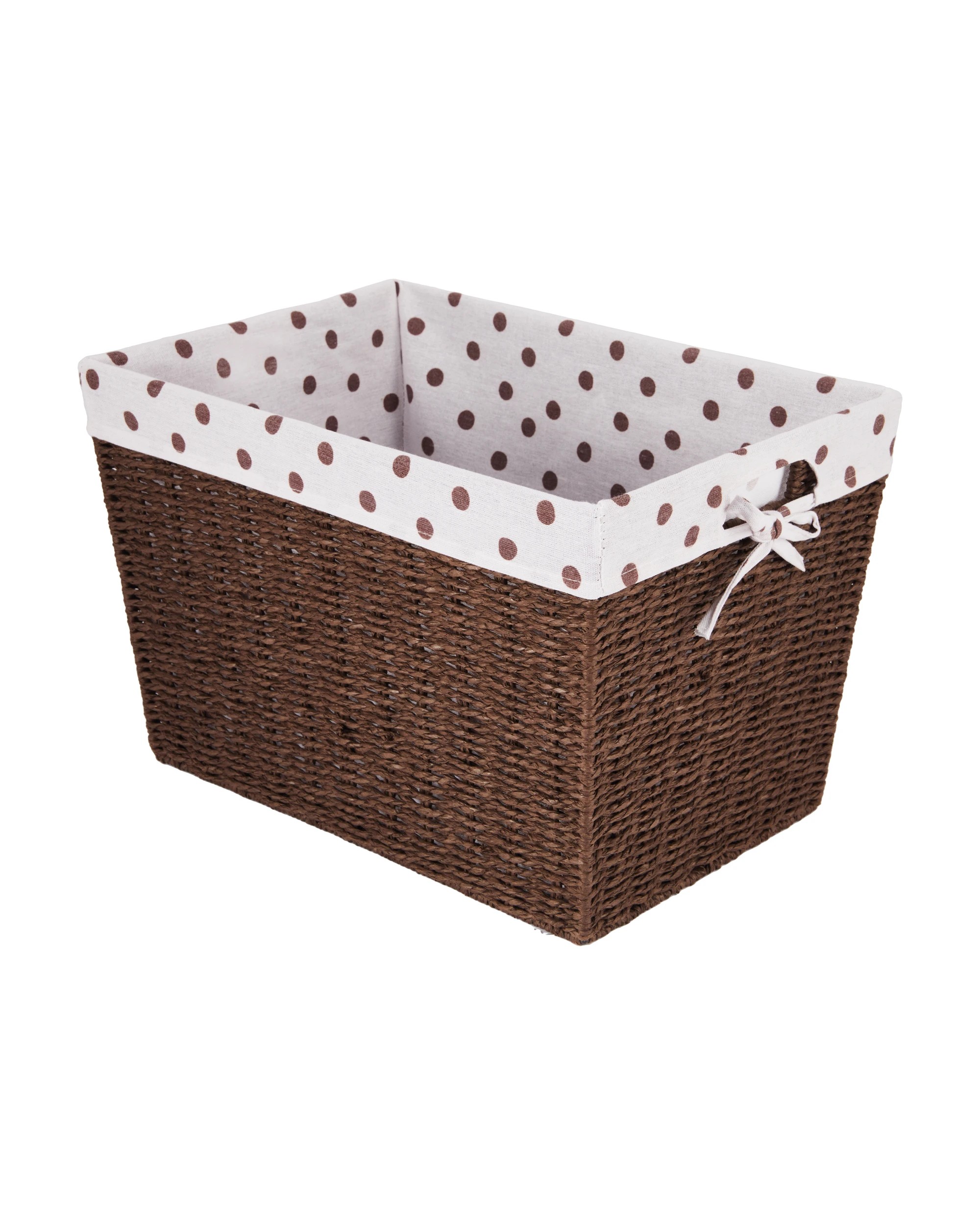 1 Large Paper Rope Basket with Polka Dot Liner - Beige, 1 of 5