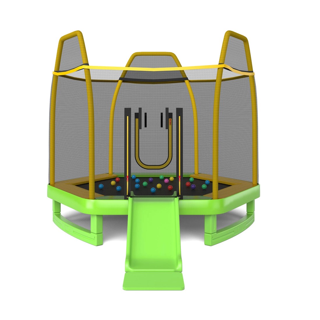 1 Costway Kids Round Trampoline Bouncer Jumping Rebounder w/20 Ocean Balls - Green, 1 of 2