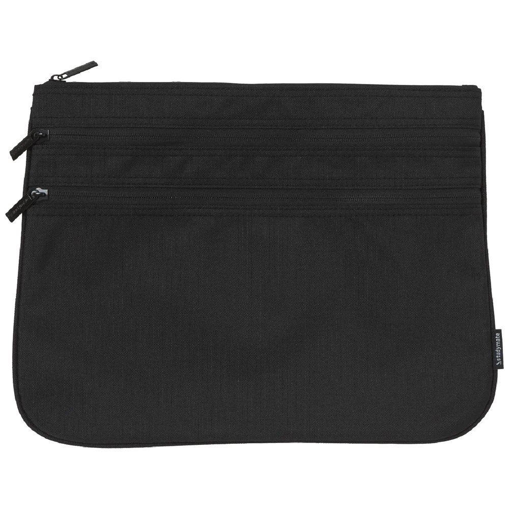 1 Studymate Triple Zip Pencil Case Black, 1 of 4