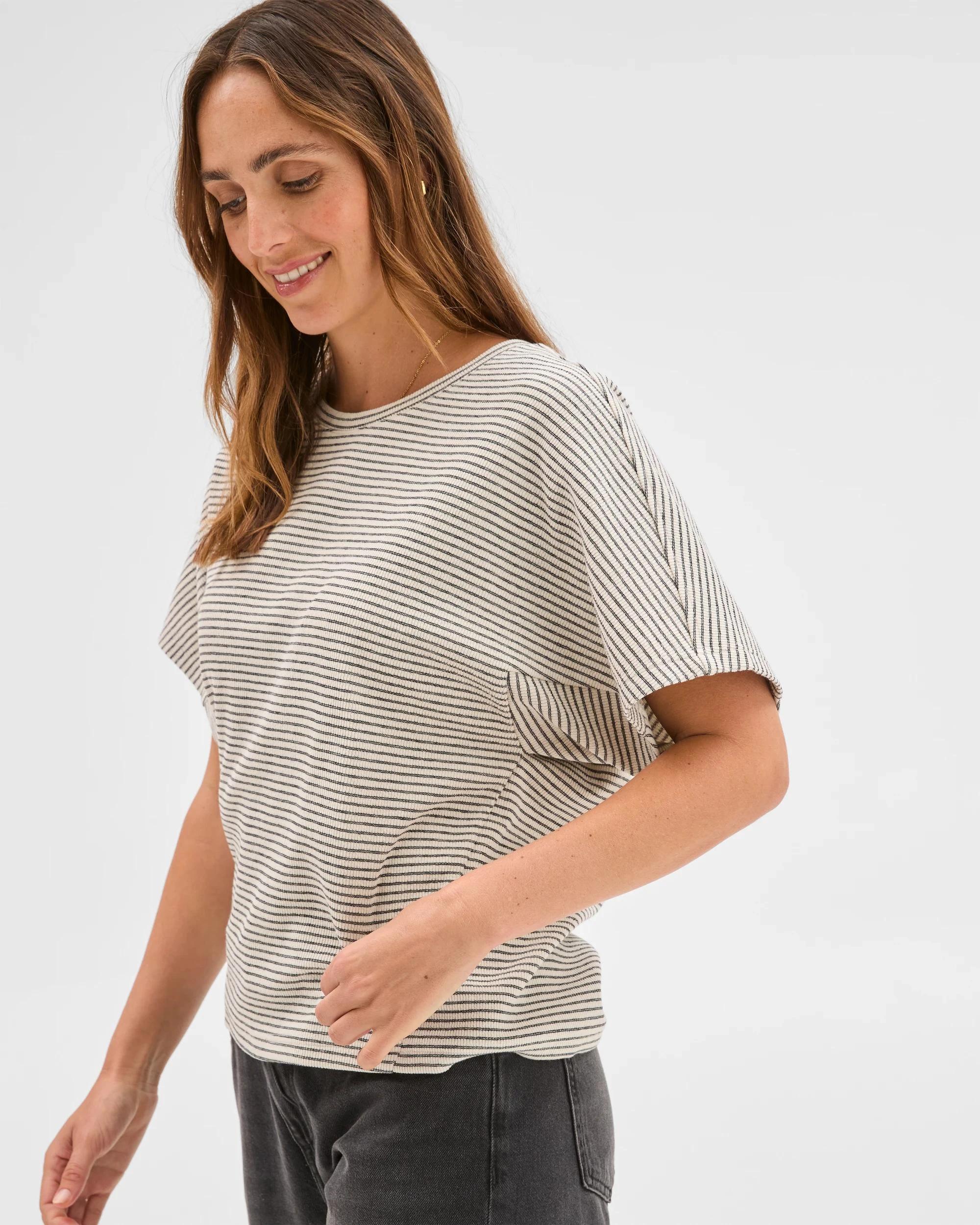 3 Target Woman Spliced Cocoon Boxy T-Shirt STRIPE, 3 of 6