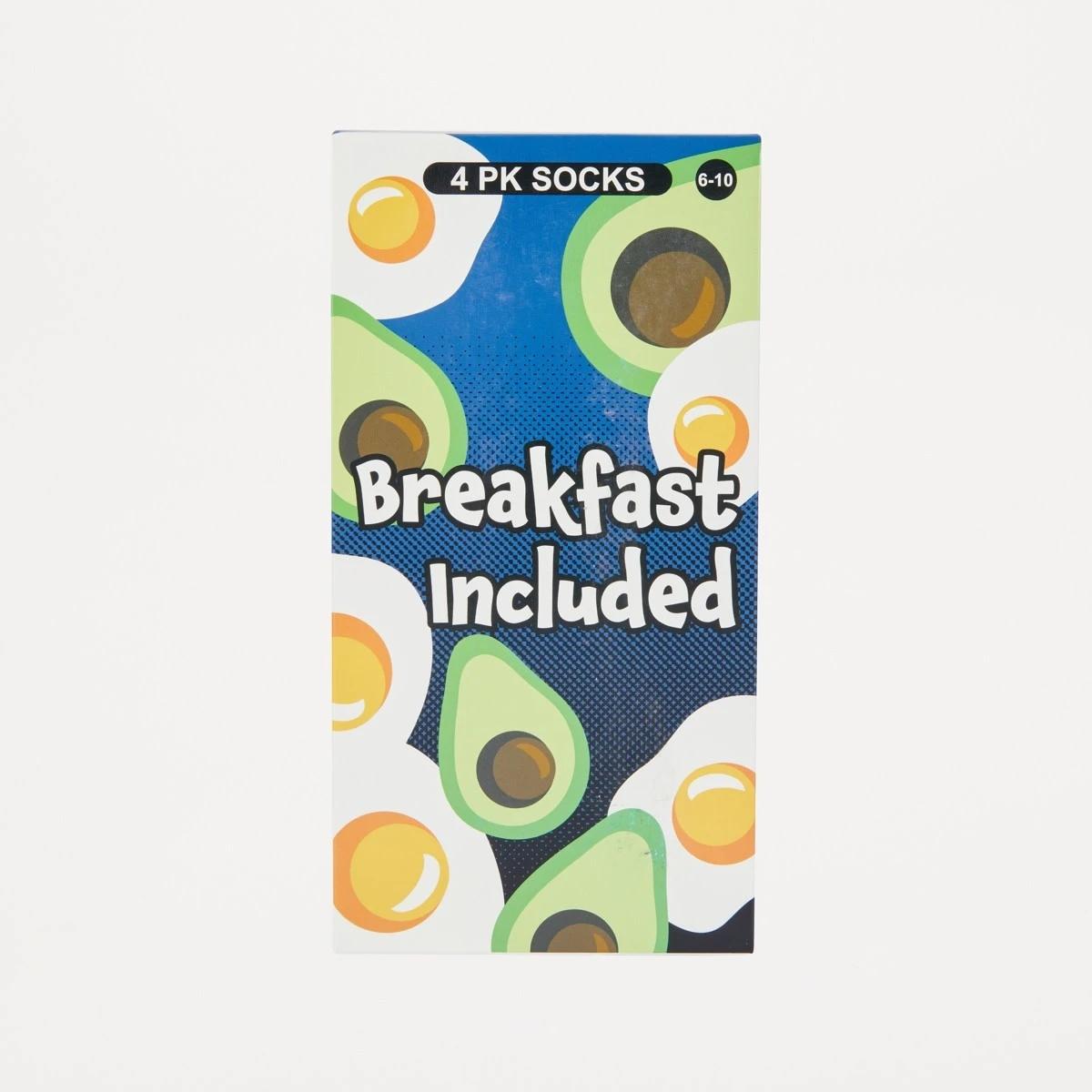 3 4 Pack Novelty Socks BREAKFAST INCLUDED, 3 of 3