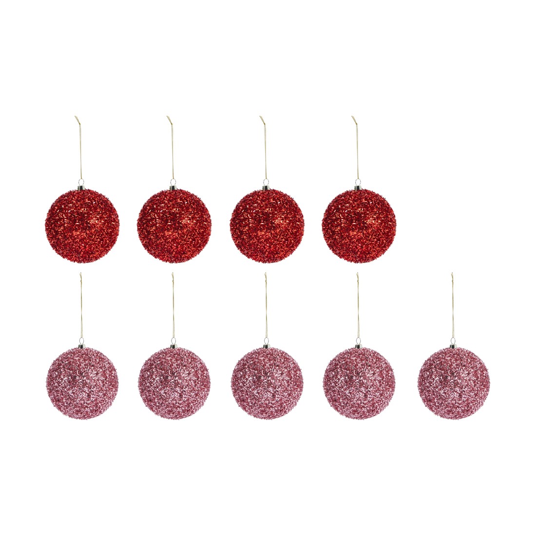 2 9 Pack 10cm Pink Candy Tinsel Baubles, 2 of 5