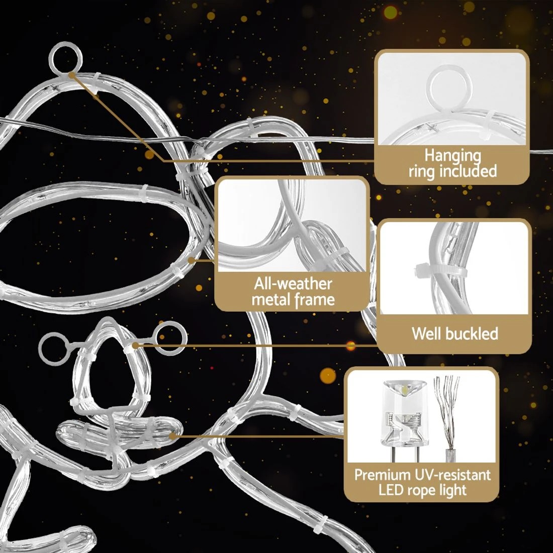 6 Jingle Jollys Christmas Lights 48cm Motif 216 LED Rope Light Outdoor Decoration
 - multi, 6 of 6