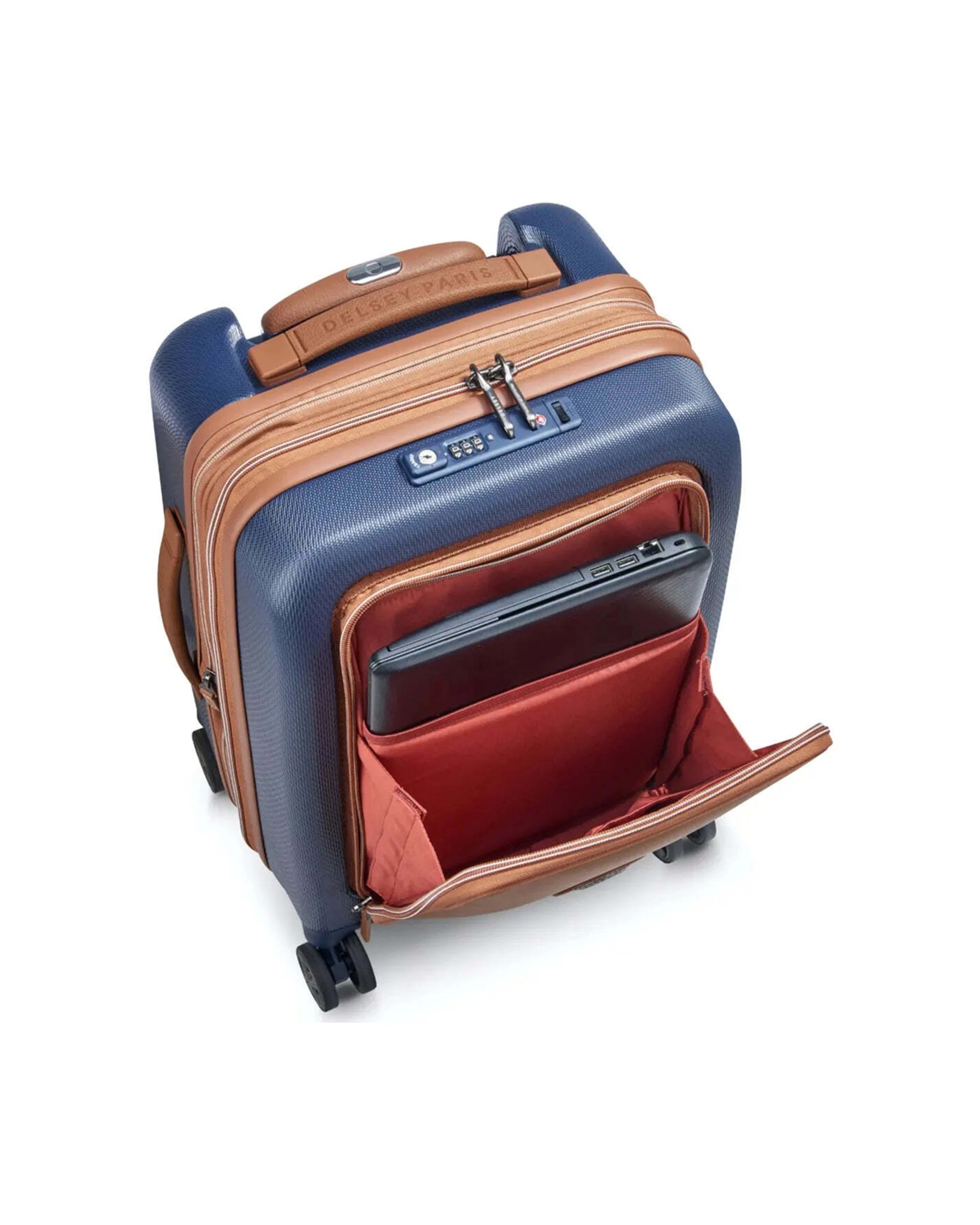 2 Delsey Chatelet Air 2.0 55 cm Expandable Laptop Cabin Suitcase TSA Lock Navy - Blue, 2 of 8