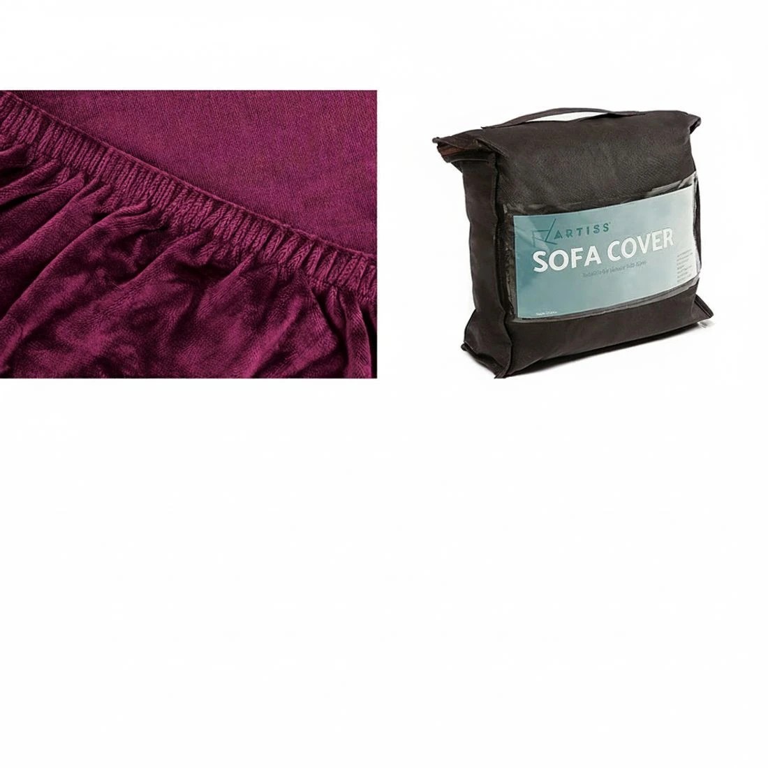 5 Artiss Sofa Cover Couch Covers 1 Seater Velvet Ruby - Red, 5 of 6