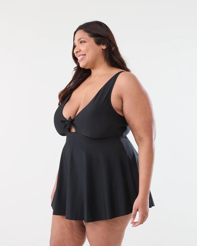 Curve Tie Front Skirted One Piece Swim
