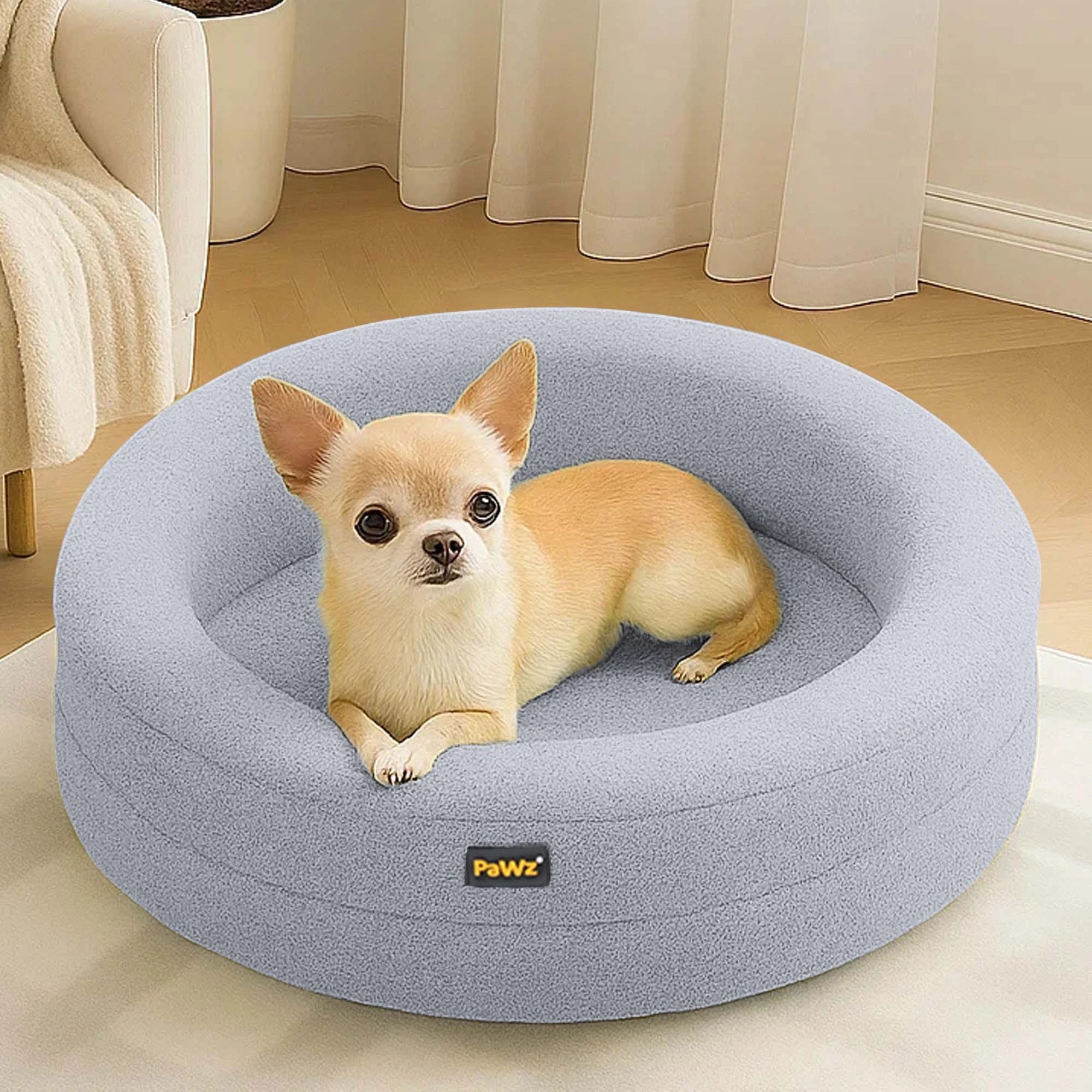 7 Pawz Washable Round Pet Bed  M - Grey, 7 of 9