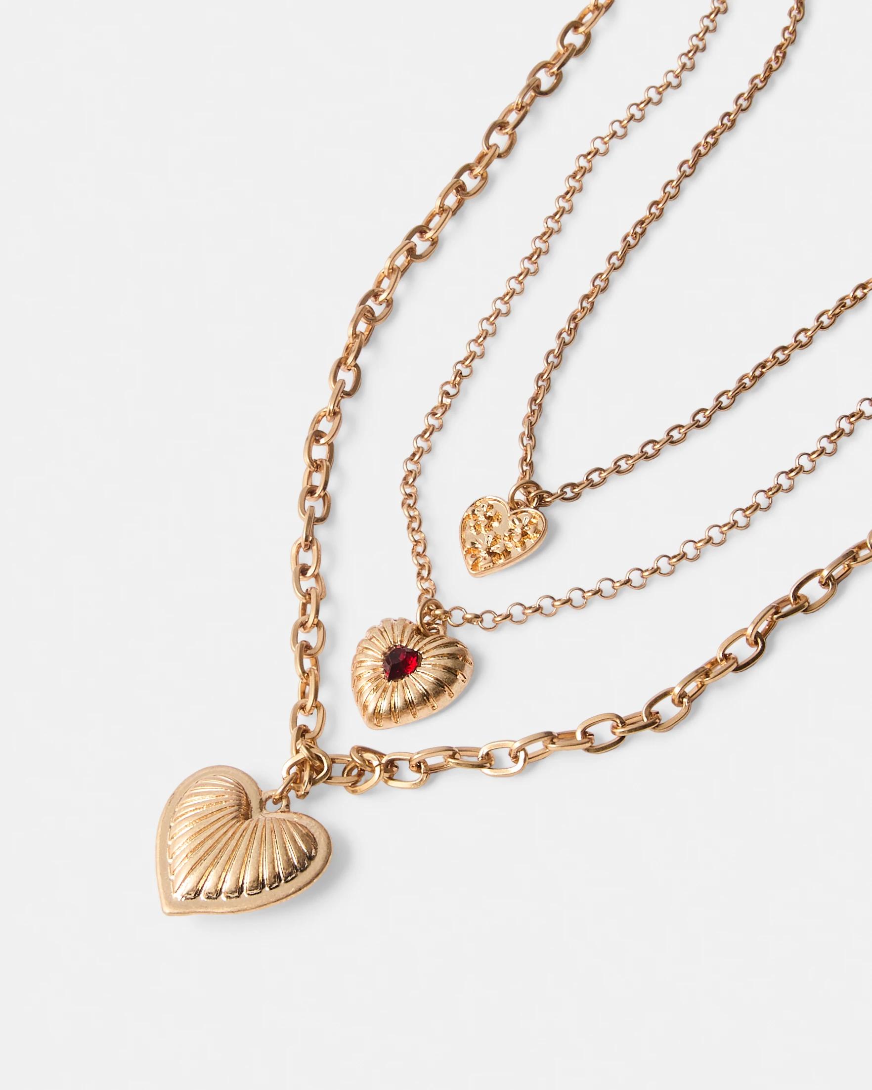 2 3 Pack Heart Layered Necklace - Gold Tone Gold, 2 of 4