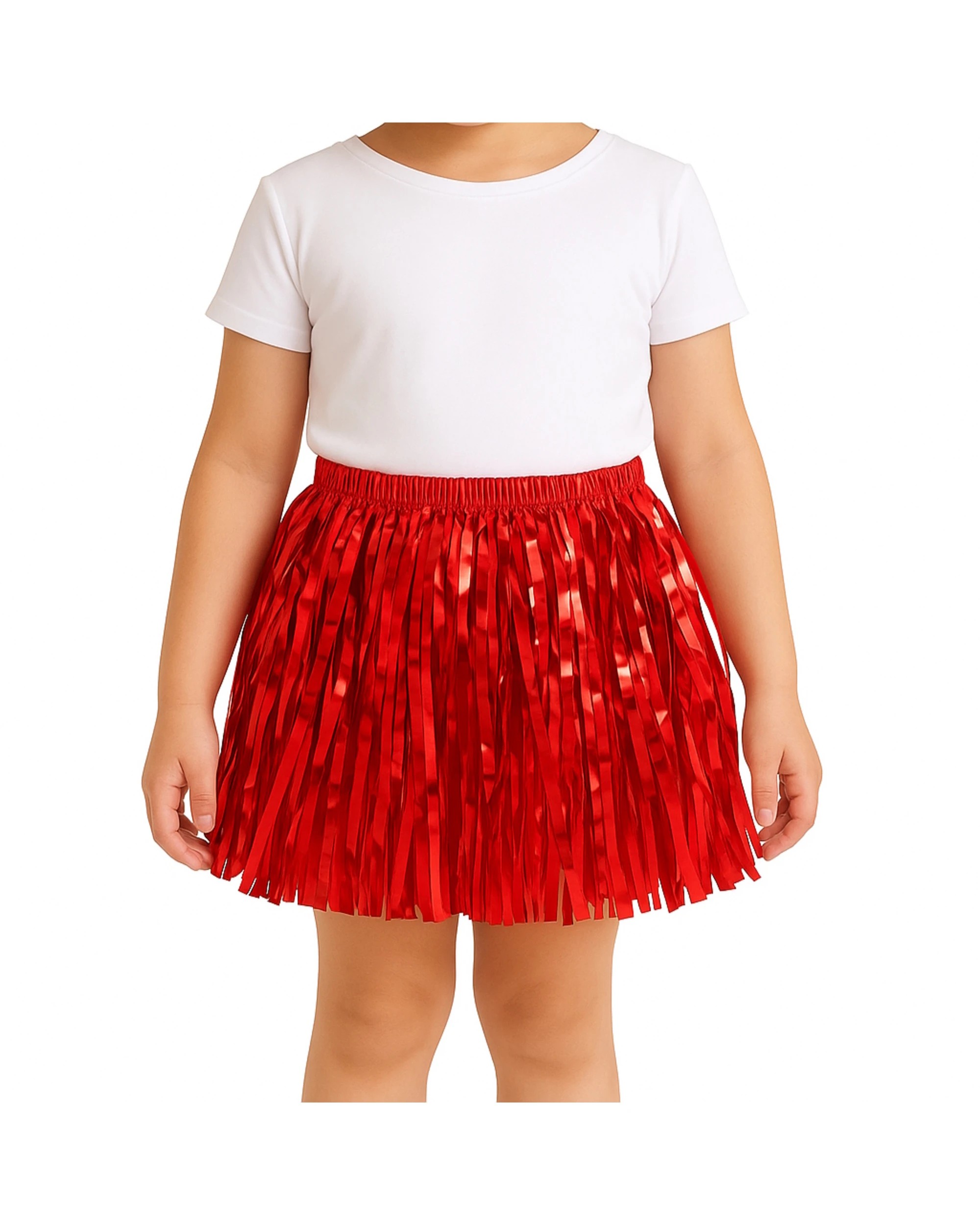 1 Partyrama Kids Metallic Tinsel Fringe Skirt - Red, 1 of 3