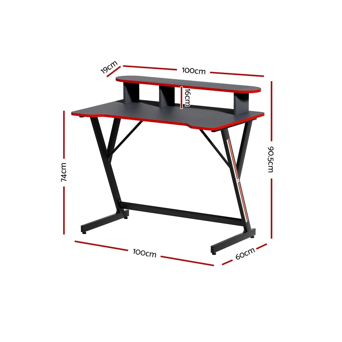 2 Artiss Gaming Desk Computer Desks 100CM - Black, 2 of 6